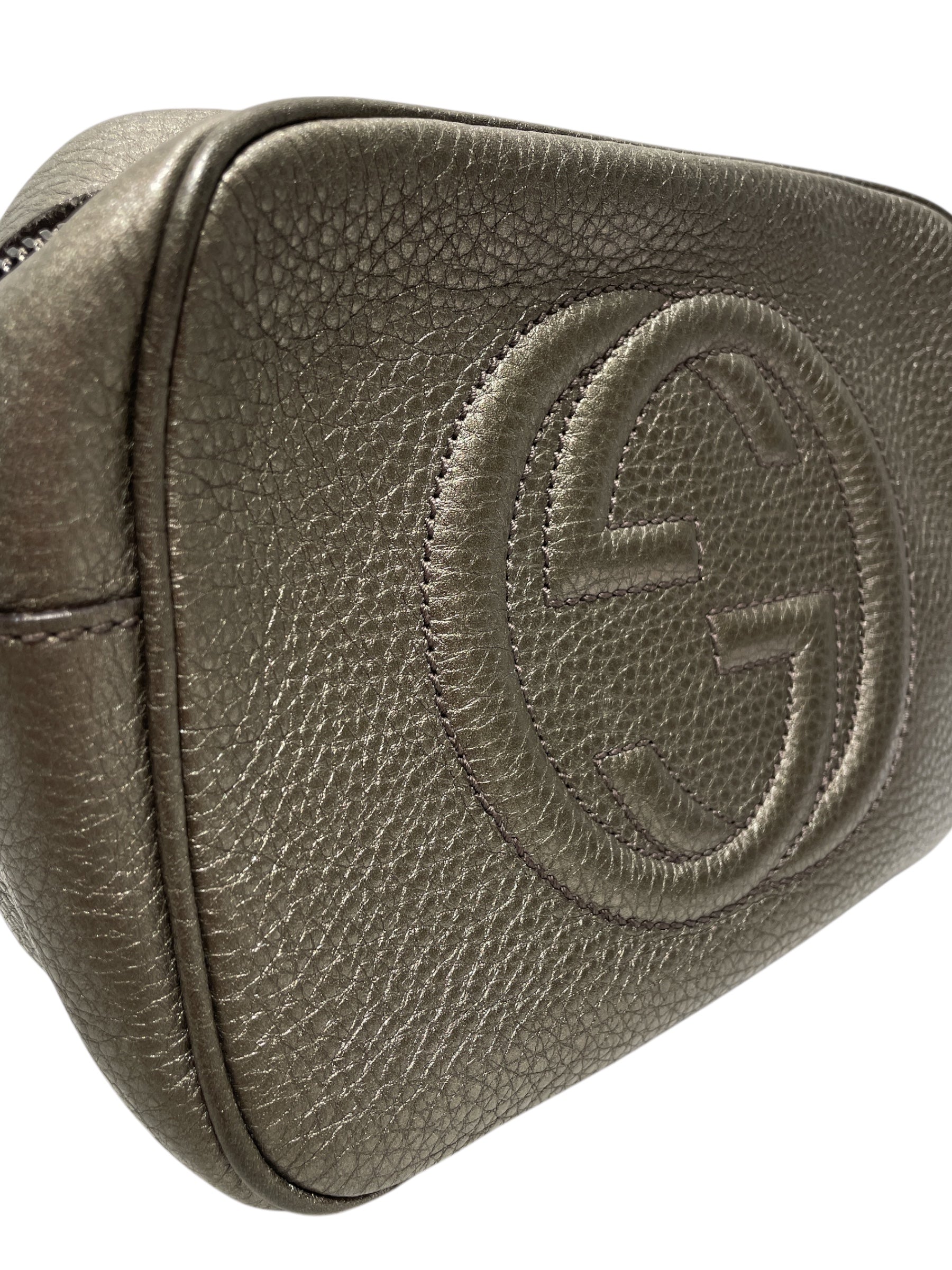 GUCCI/Cross Body Bag/Leather/GRY/small soho disco bag view 6