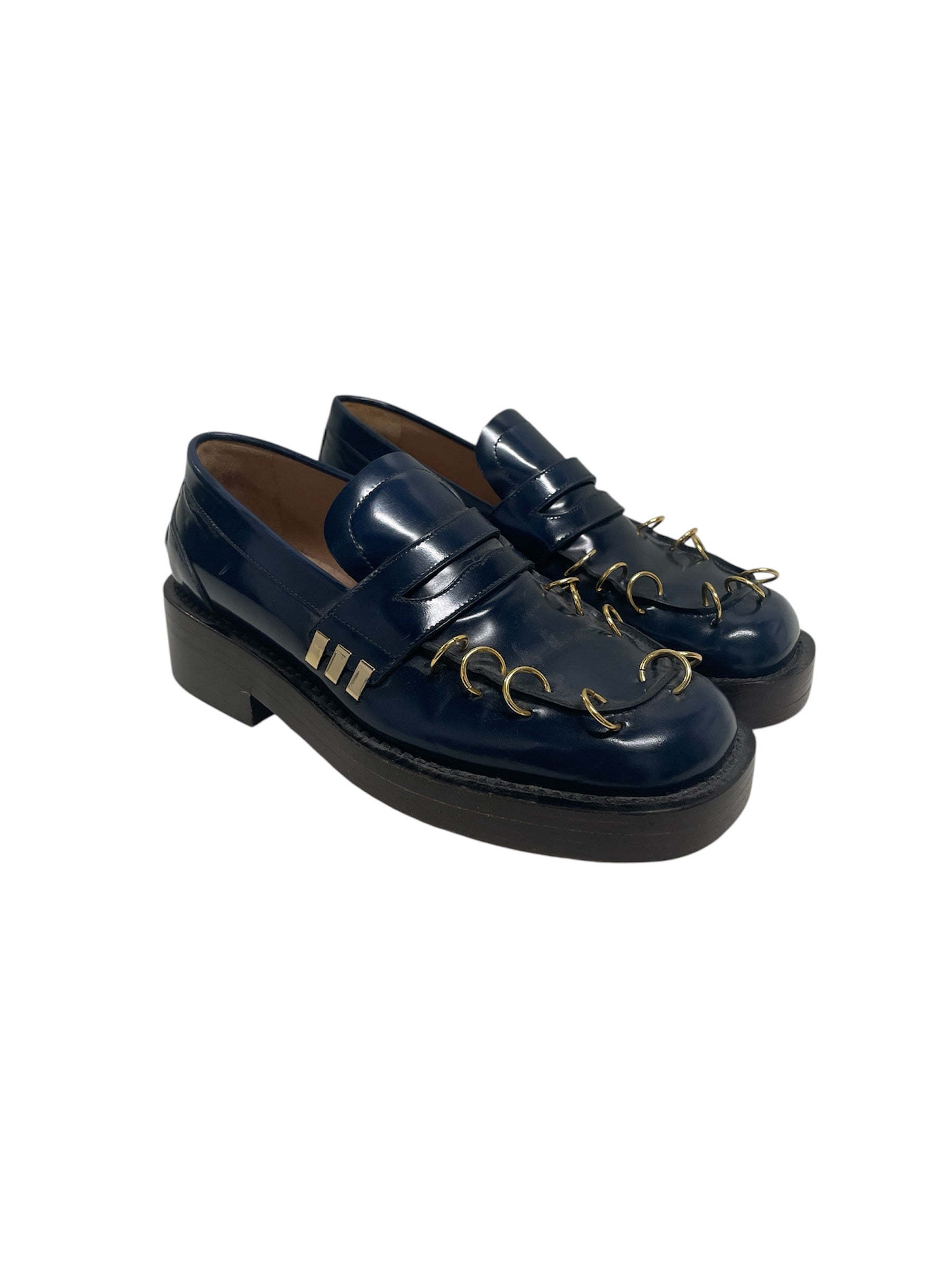 MARNI/Loafers/EU 35/Leather/NVY/PIERCEING view 1