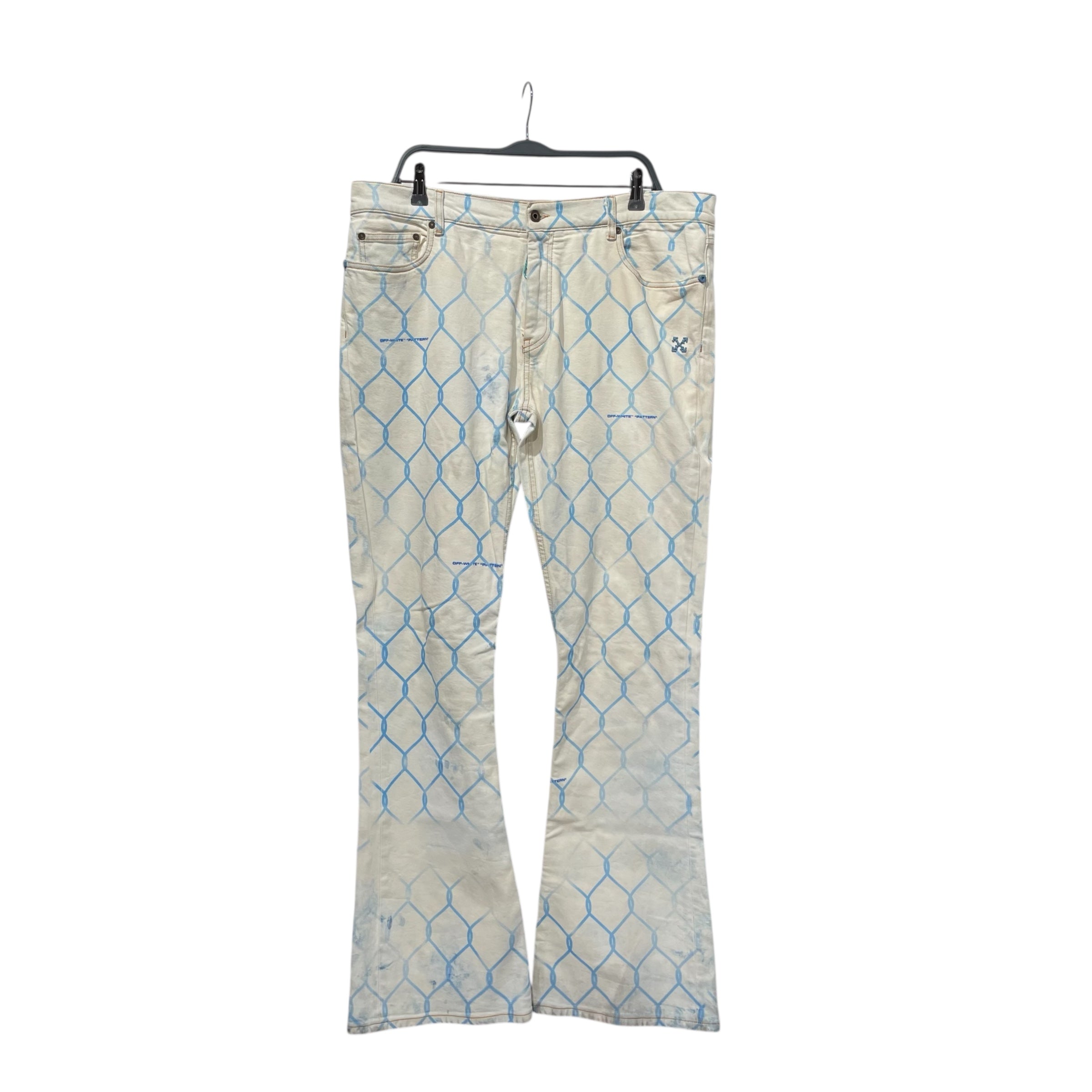 OFF-WHITE/Bootcut Pants/34/Denim/WHT/BLUE CHAINLINK DESIGN view 1