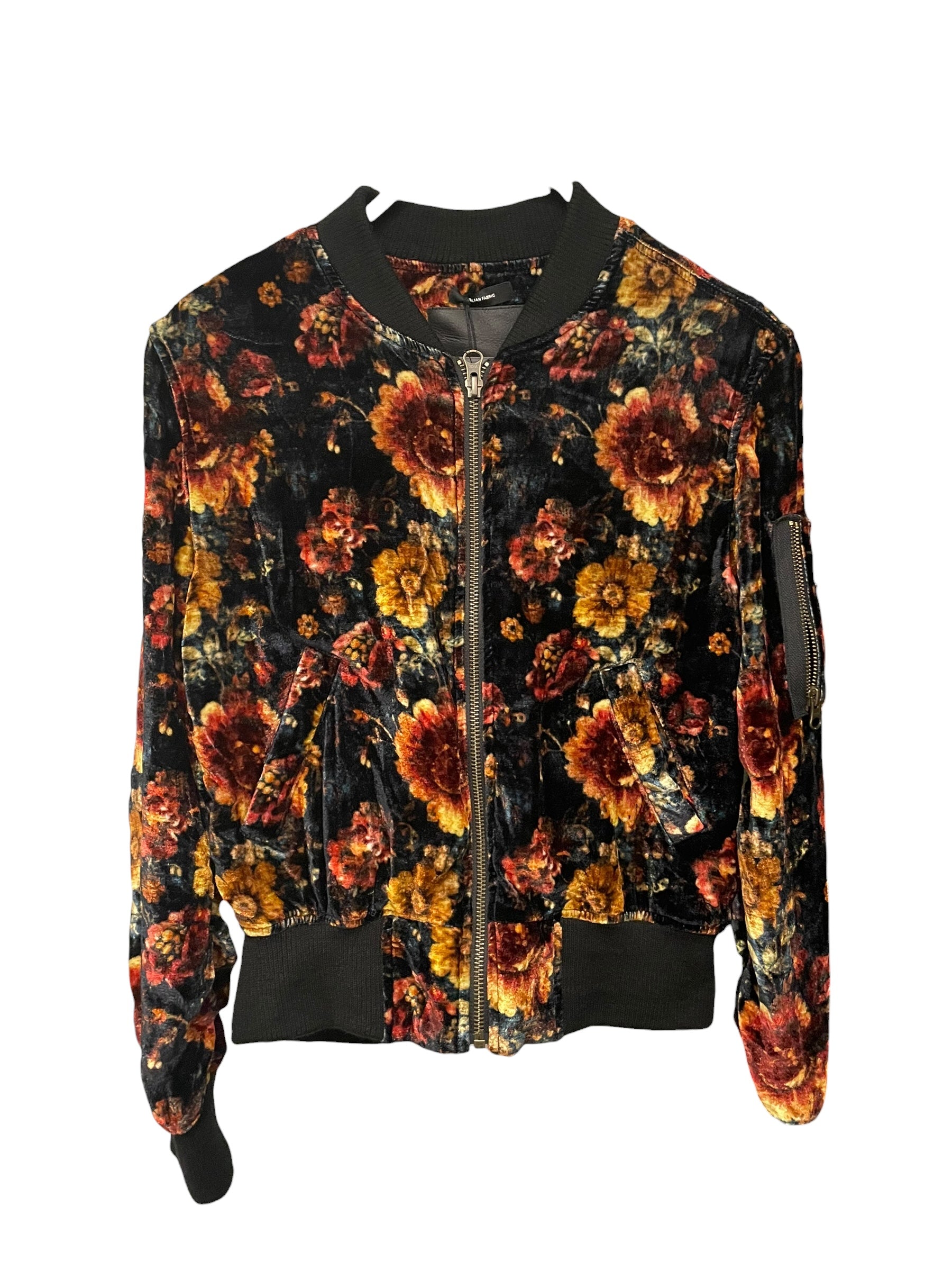 R13/Jacket/XS/Floral Pattern/Velour/BLK/BOMBER JACKET view 1