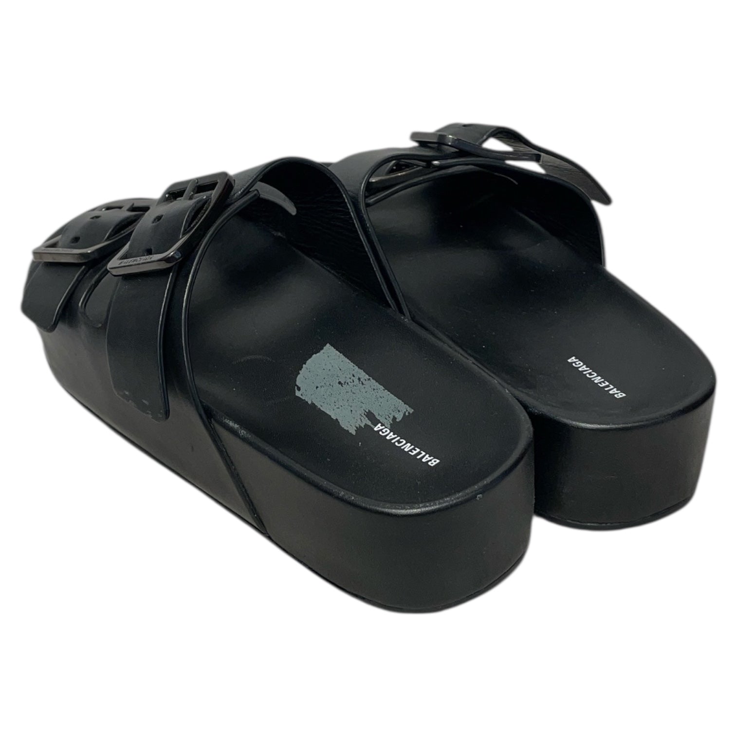 BALENCIAGA/Sandals/EU 45/Leather/BLK/Mallorca Dual Buckle/Platform view 2