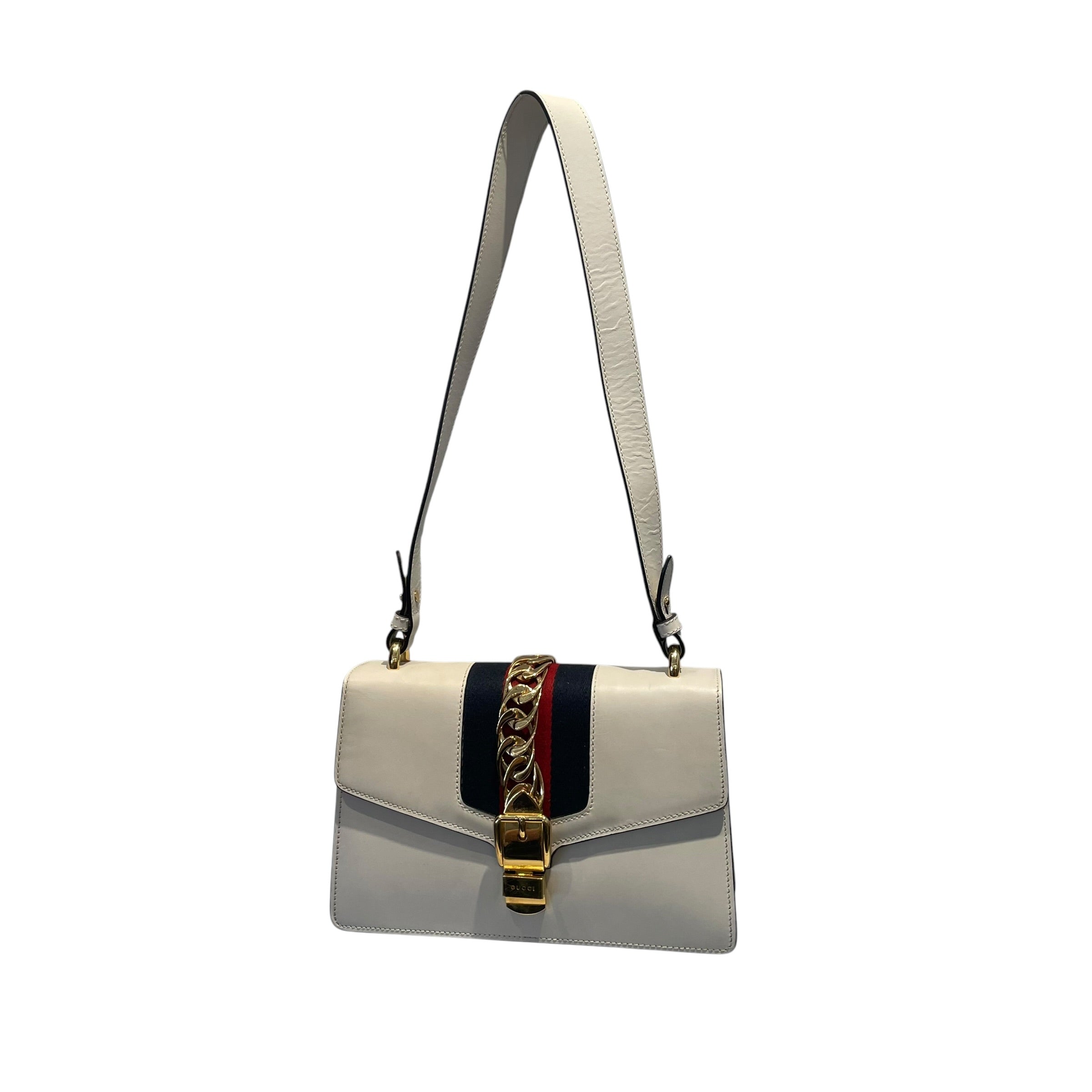 GUCCI/Hand Bag/Stripe/Leather/CRM/Gucci Slyvie Small Shoulder B view 1