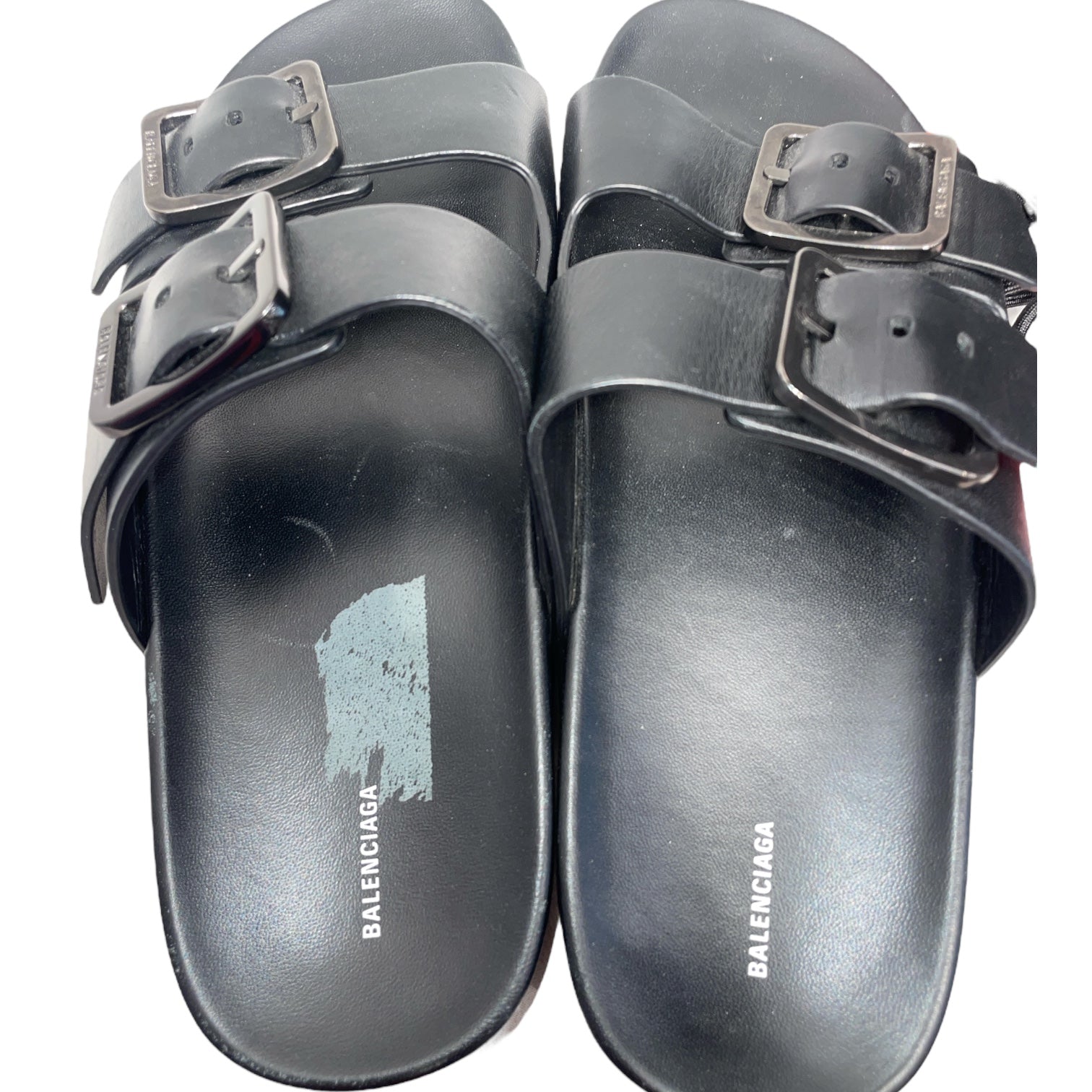 BALENCIAGA/Sandals/EU 45/Leather/BLK/Mallorca Dual Buckle/Platform view 3