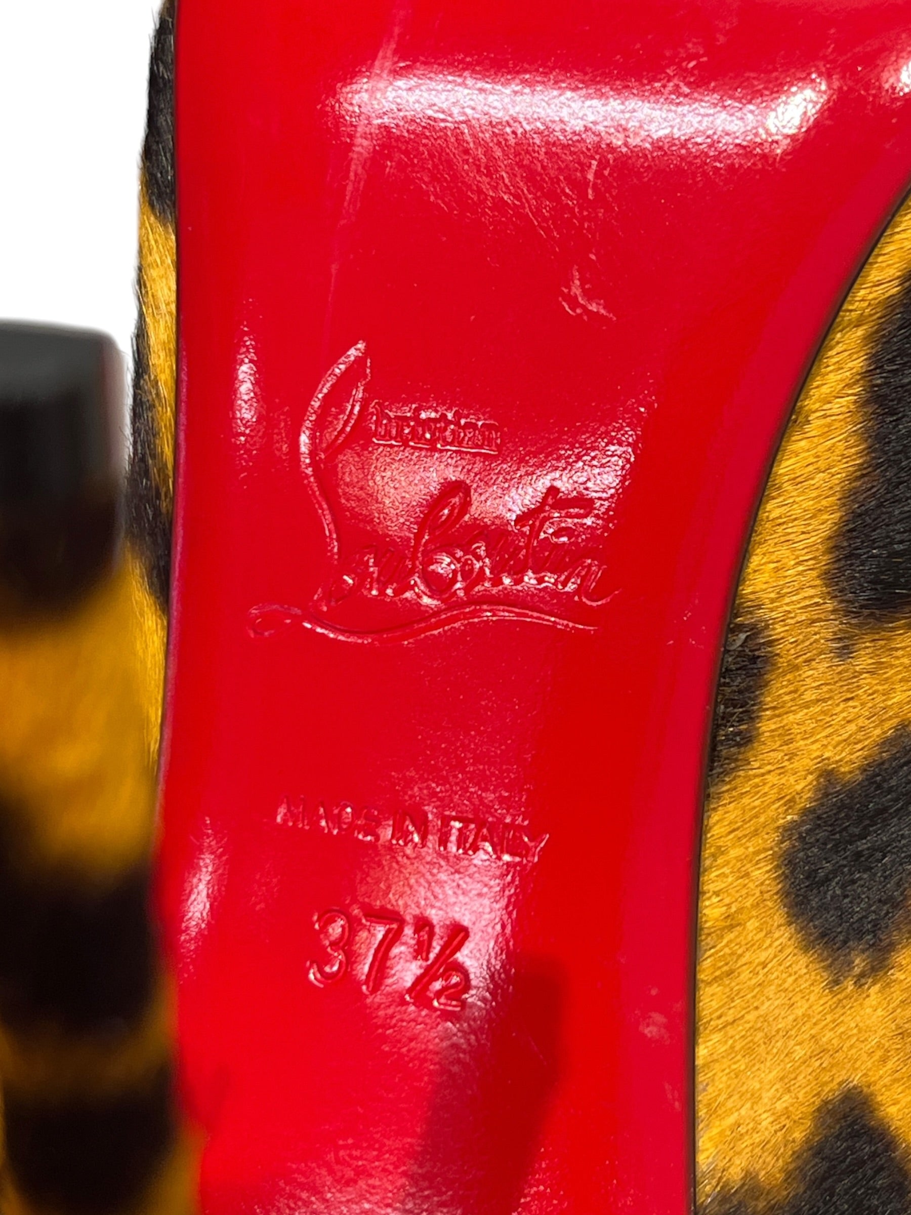 Christian Louboutin/Heels/EU 37.5/Animal Pattern/Mohair/GLD/V-Tip/ view 4