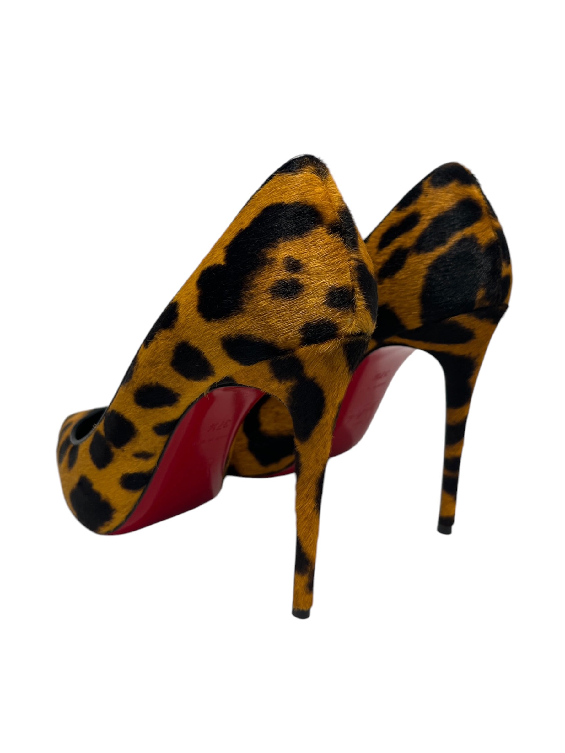 Christian Louboutin/Heels/EU 37.5/Animal Pattern/Mohair/GLD/V-Tip/ view 2