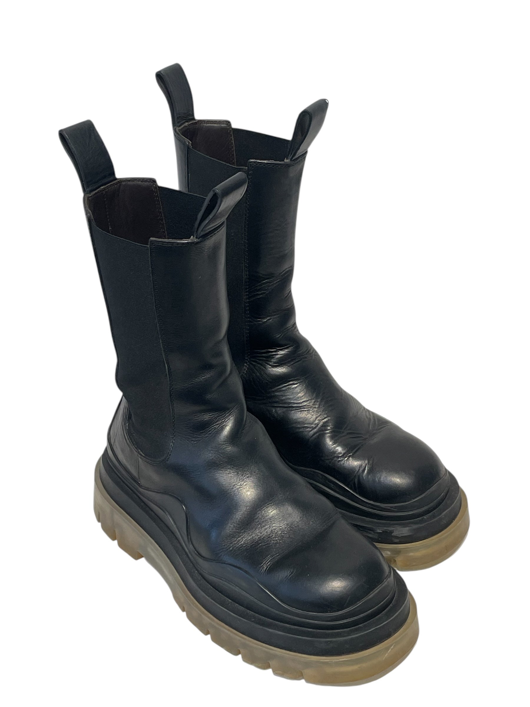 BOTTEGA VENETA/Boots/EU 37/Leather/BLK/TIRE BOOTS view 1