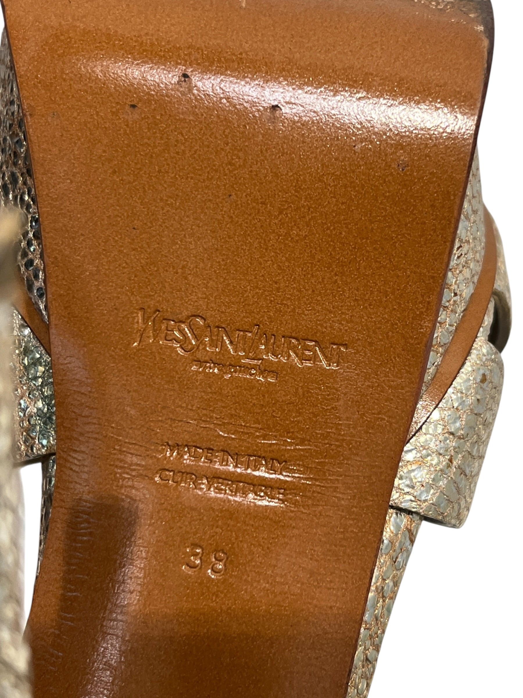 YVES SAINT LAURENT/Heels/EU 38/Leather/SLV/ view 4