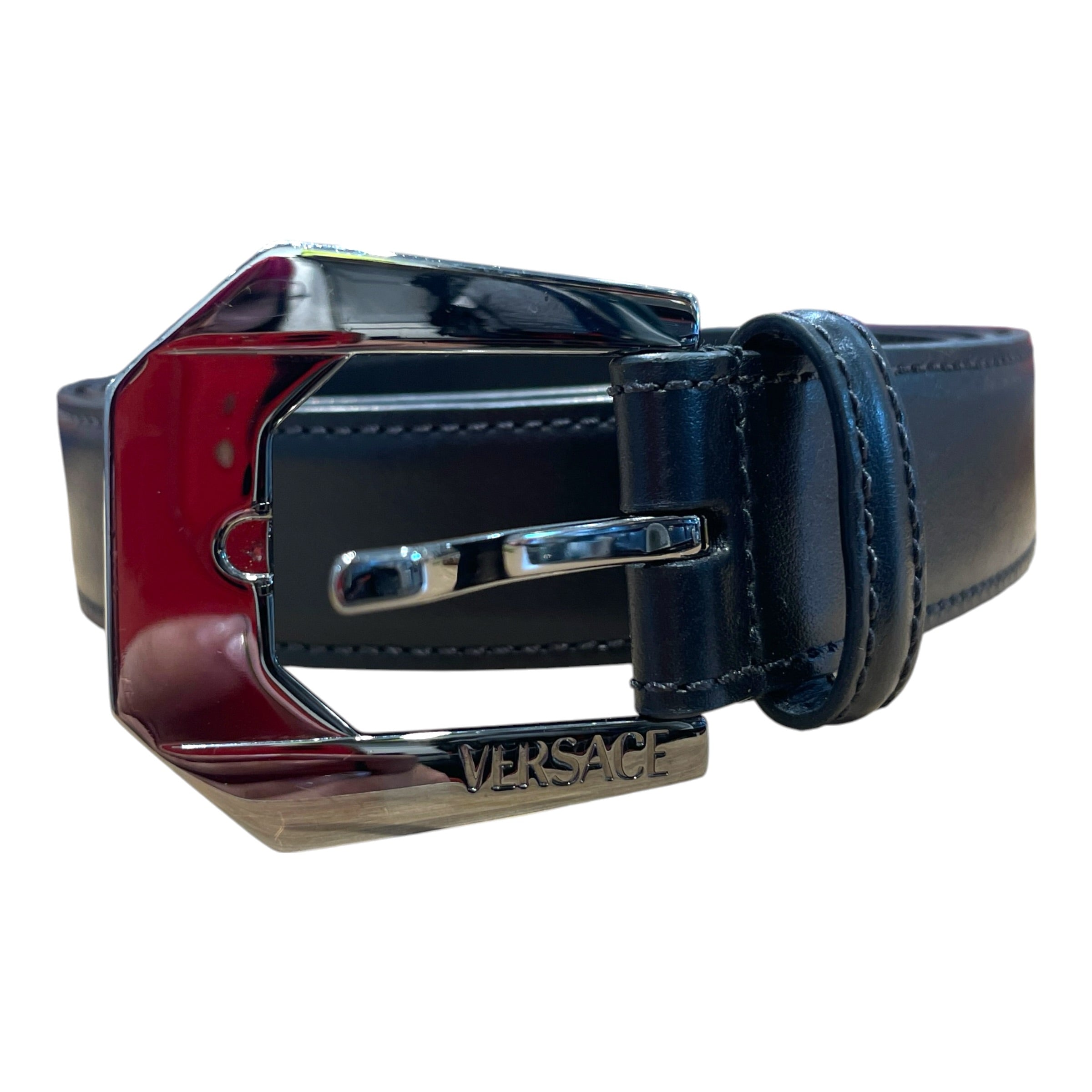 VERSACE/Belt/Leather/BLK/L's/Calf Versace Pin Buckle Belt view 1