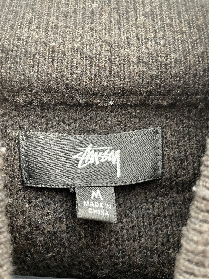 STUSSY/Sweater/M/Polyester/GRY/QUARTER ZIP