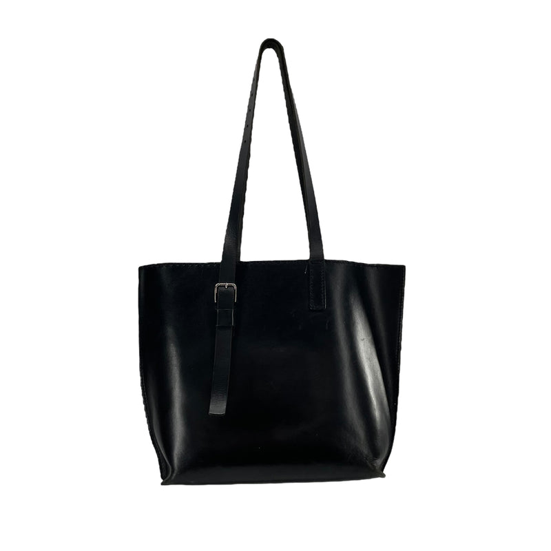 YOHJI YAMAMOTO/Tote Bag/Leather/BLK/ASSYMETRICAL STRAP – 2nd