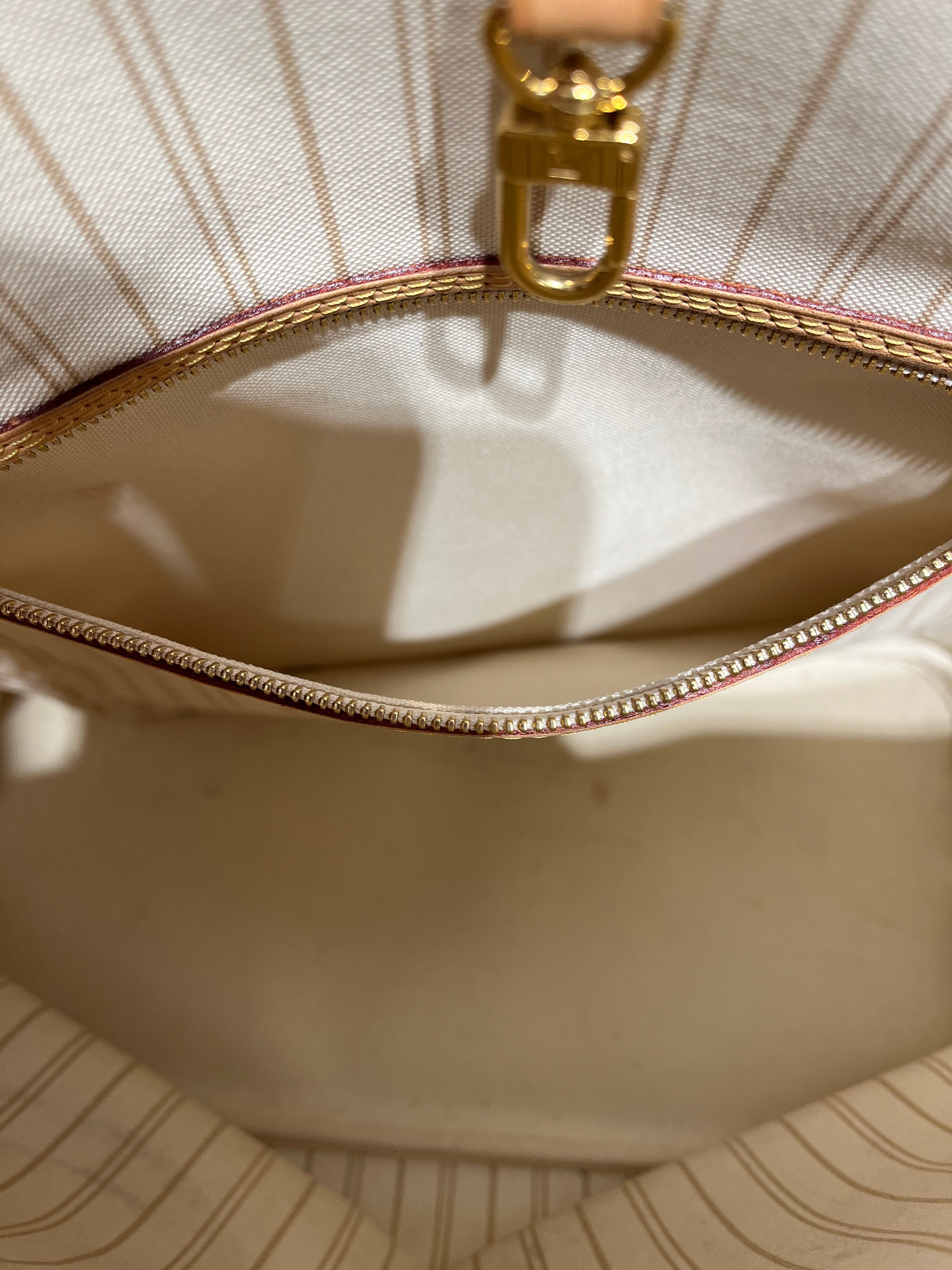 LOUIS VUITTON/Tote Bag/Gingham Check/Leather/WHT/Damier Azur Neverfull MM view 5