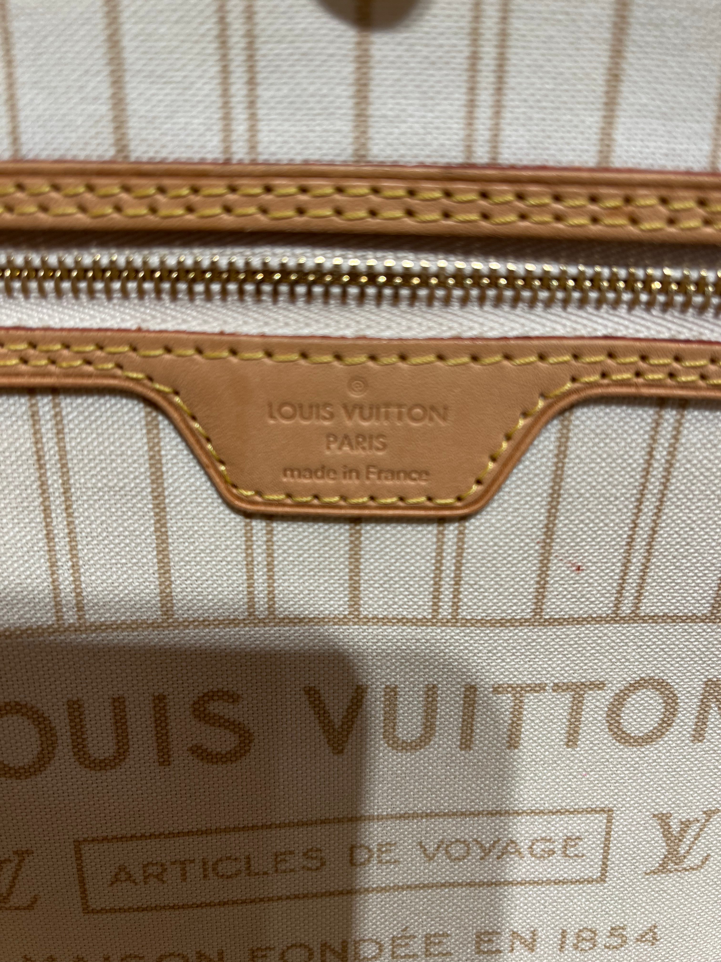 LOUIS VUITTON/Tote Bag/Gingham Check/Leather/WHT/Damier Azur Neverfull MM view 6