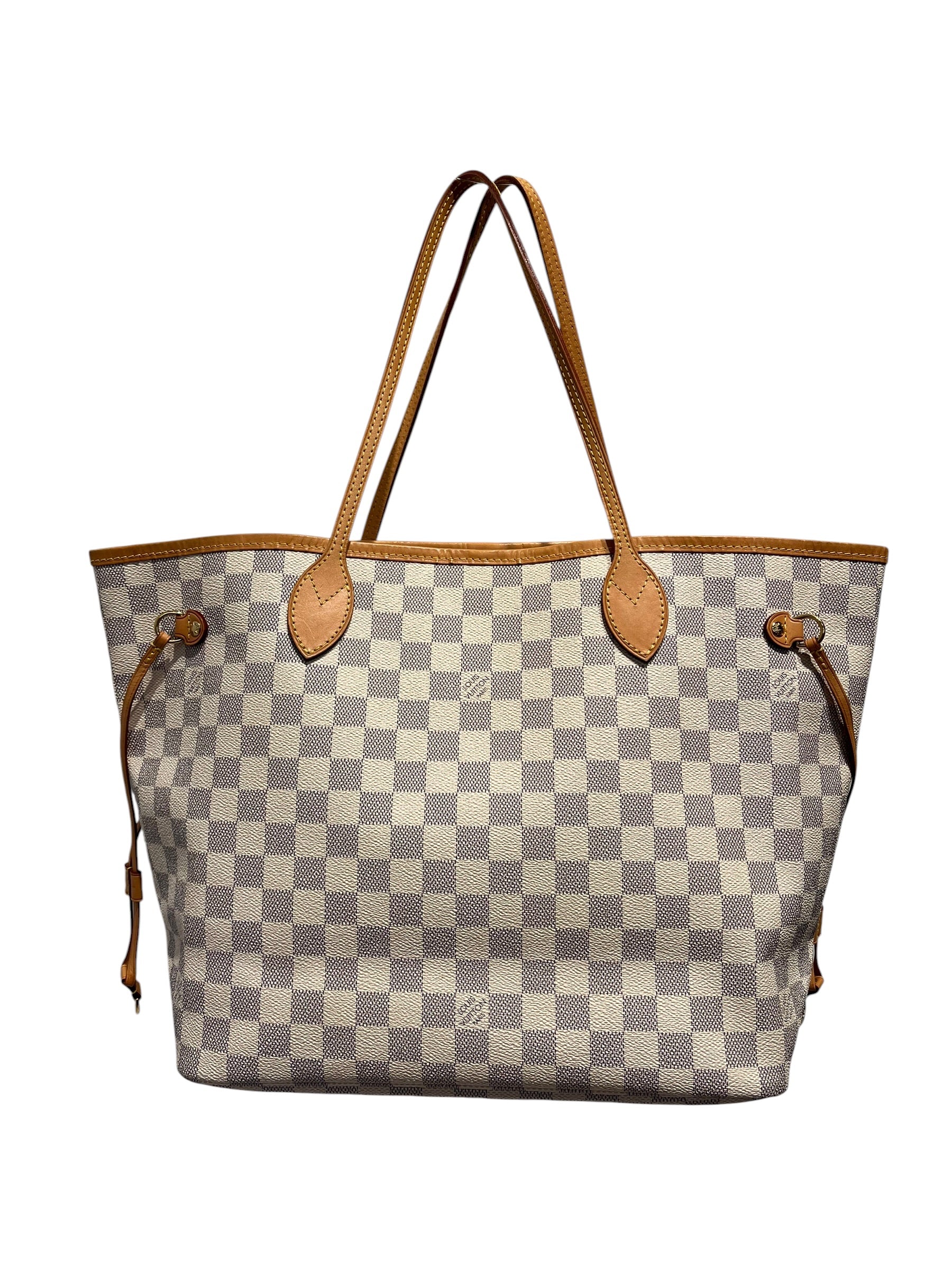 LOUIS VUITTON/Tote Bag/Gingham Check/Leather/WHT/Damier Azur Neverfull MM view 1