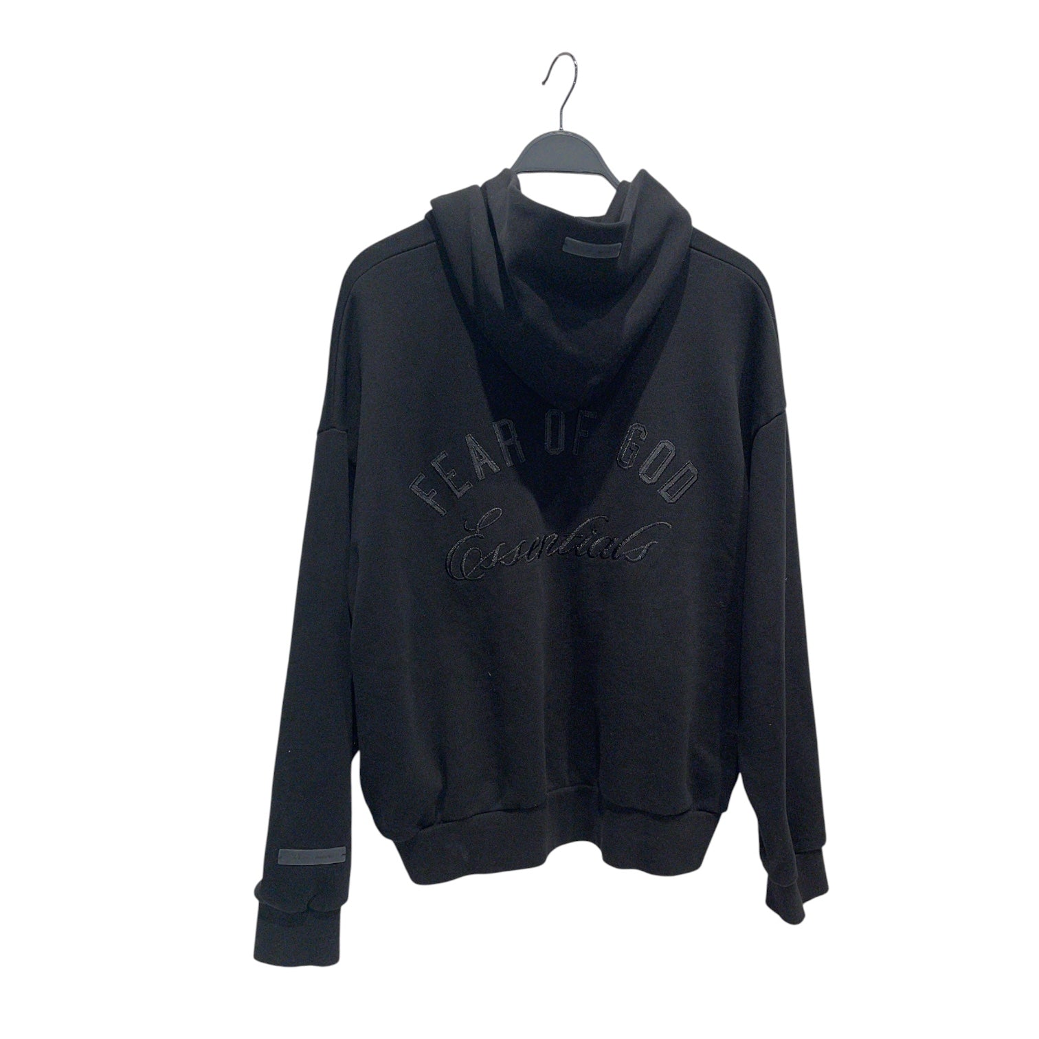 FOG ESSENTIALS/Zip Up Hoodie/XS/Cotton/BLK/BLACK STITCHED LOGO ON BACK view 2