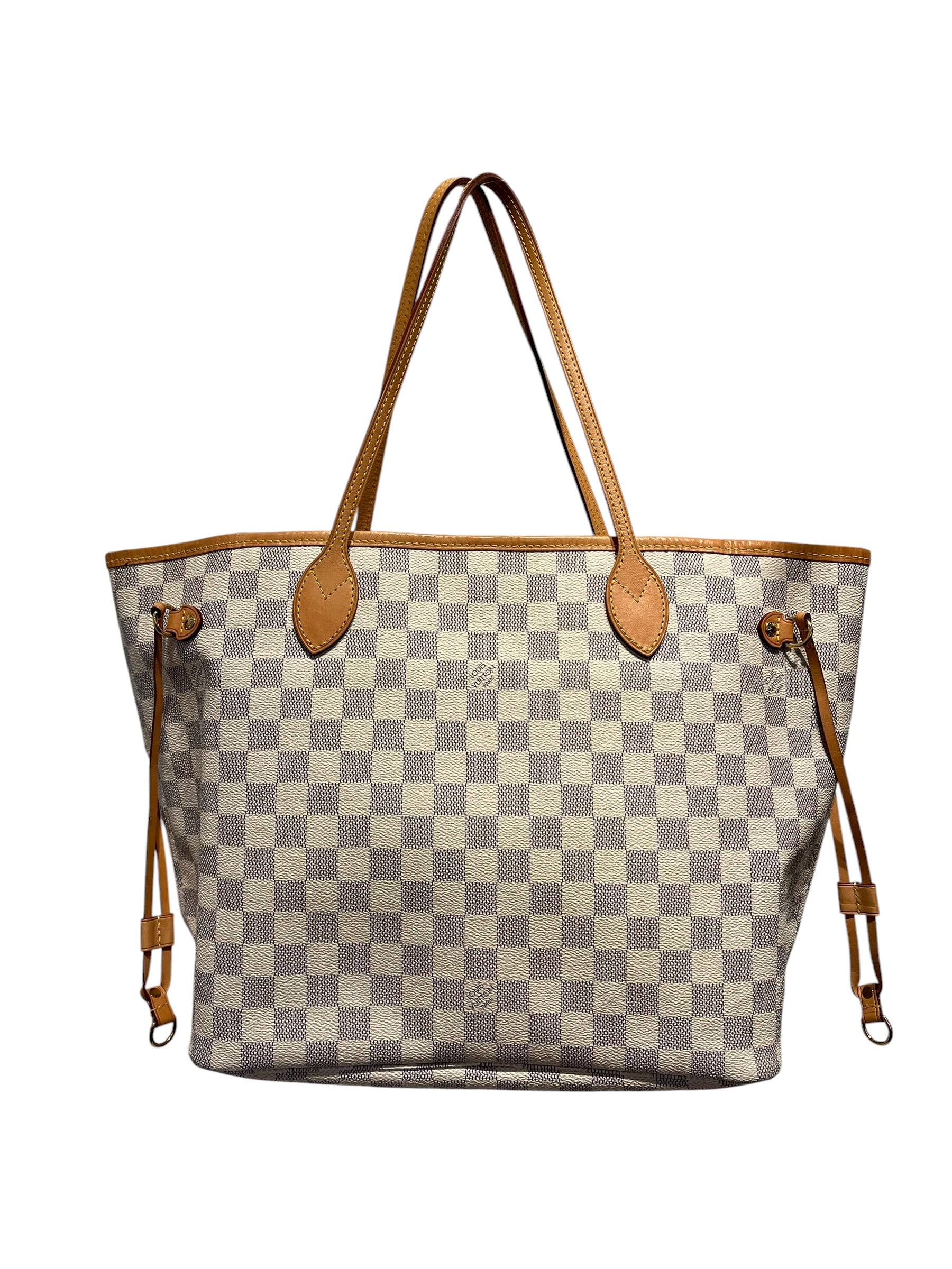 LOUIS VUITTON/Tote Bag/Gingham Check/Leather/WHT/Damier Azur Neverfull MM view 2