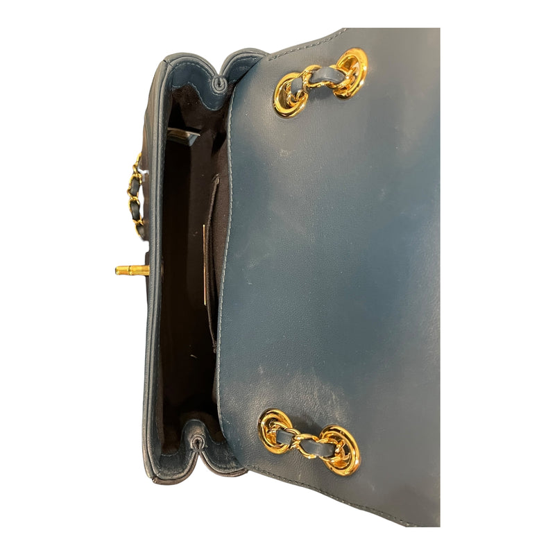 CHANEL/Cross Body Bag/Leather/NVY/TWO TONE FLAP BAG