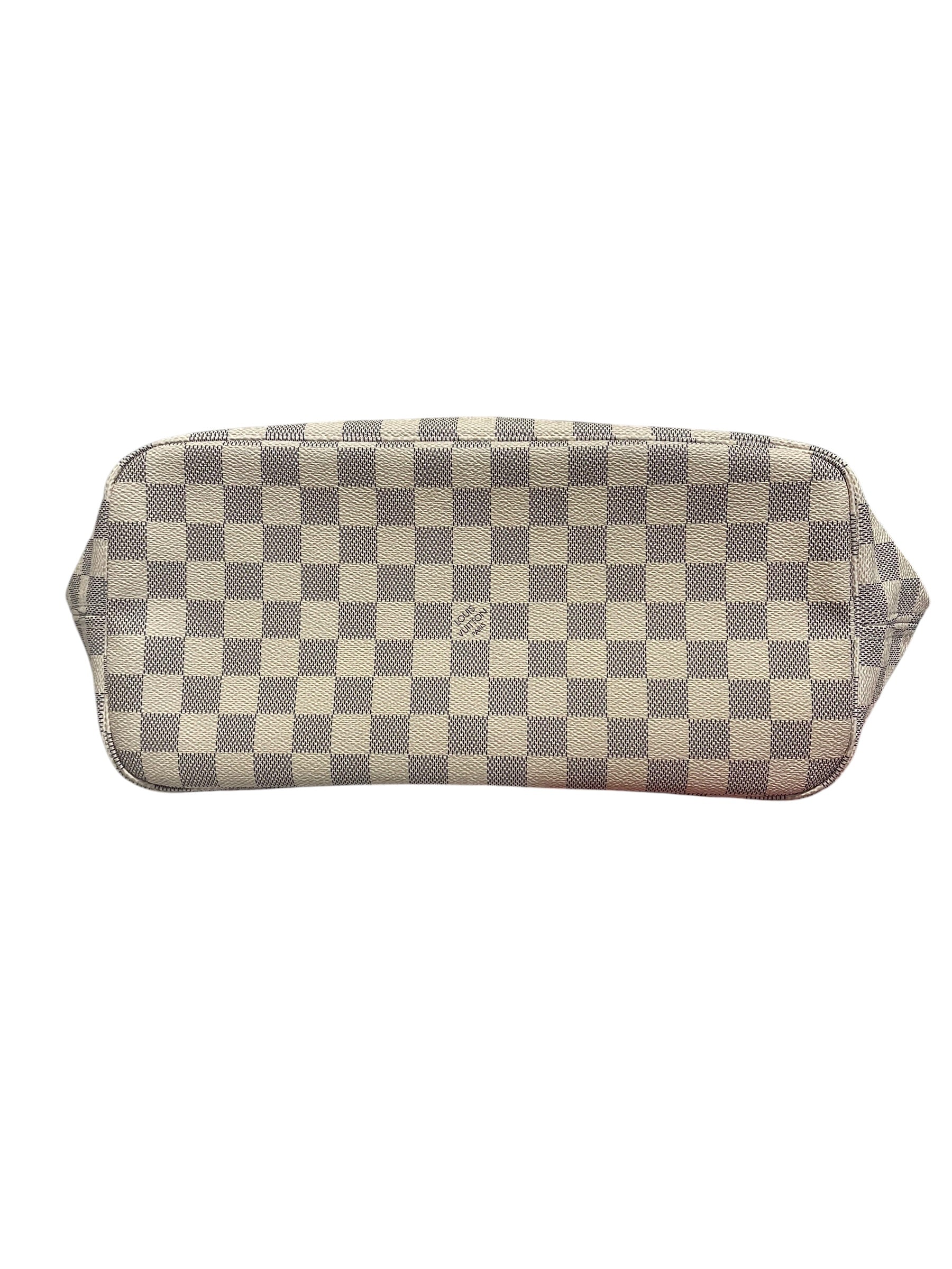 LOUIS VUITTON/Tote Bag/Gingham Check/Leather/WHT/Damier Azur Neverfull MM view 3