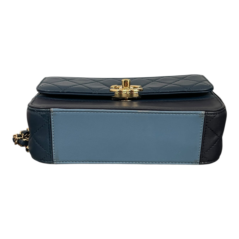 CHANEL/Cross Body Bag/Leather/NVY/TWO TONE FLAP BAG