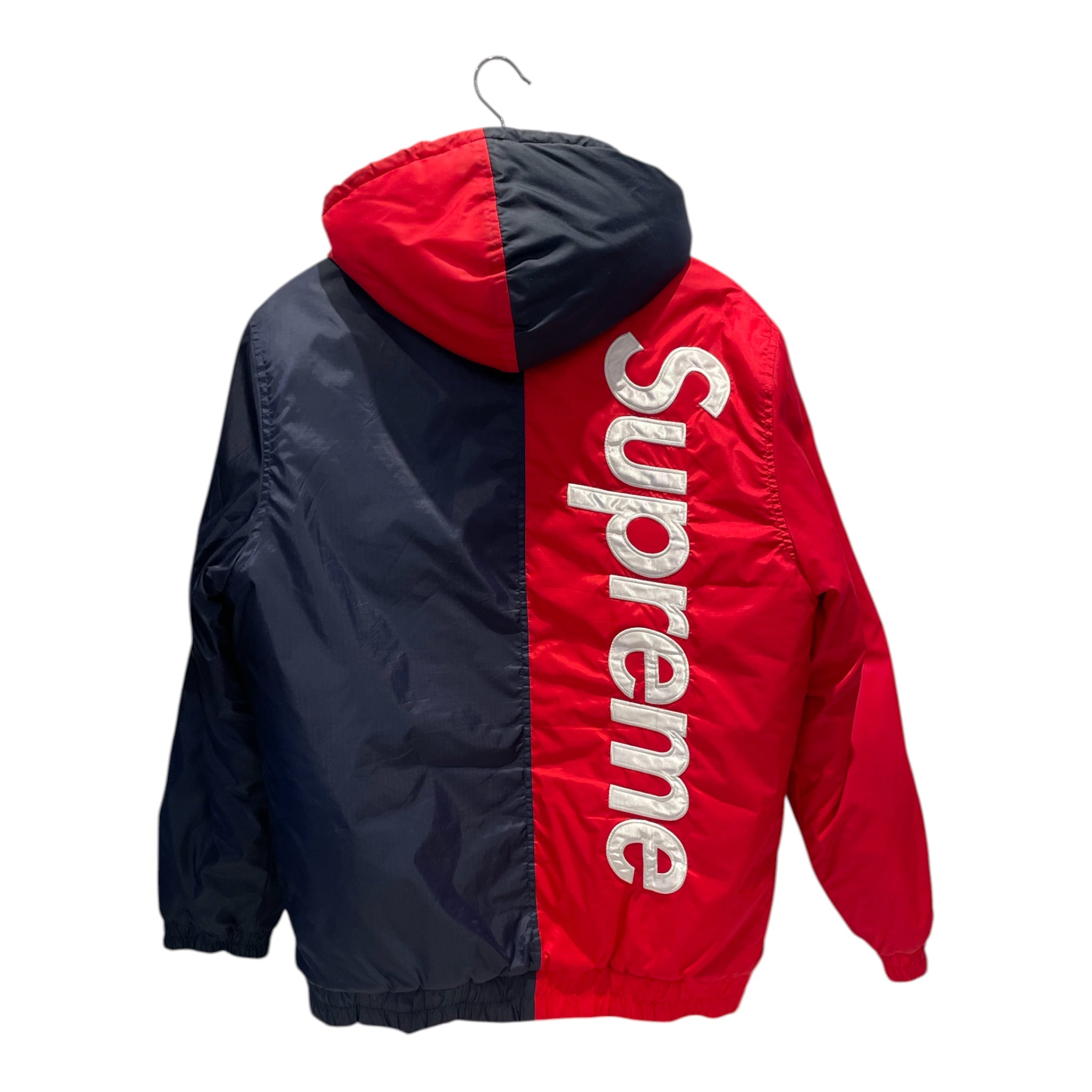 Supreme/Puffer Jkt/M/Nylon/NVY/2-Tone Hooded Sideline view 2