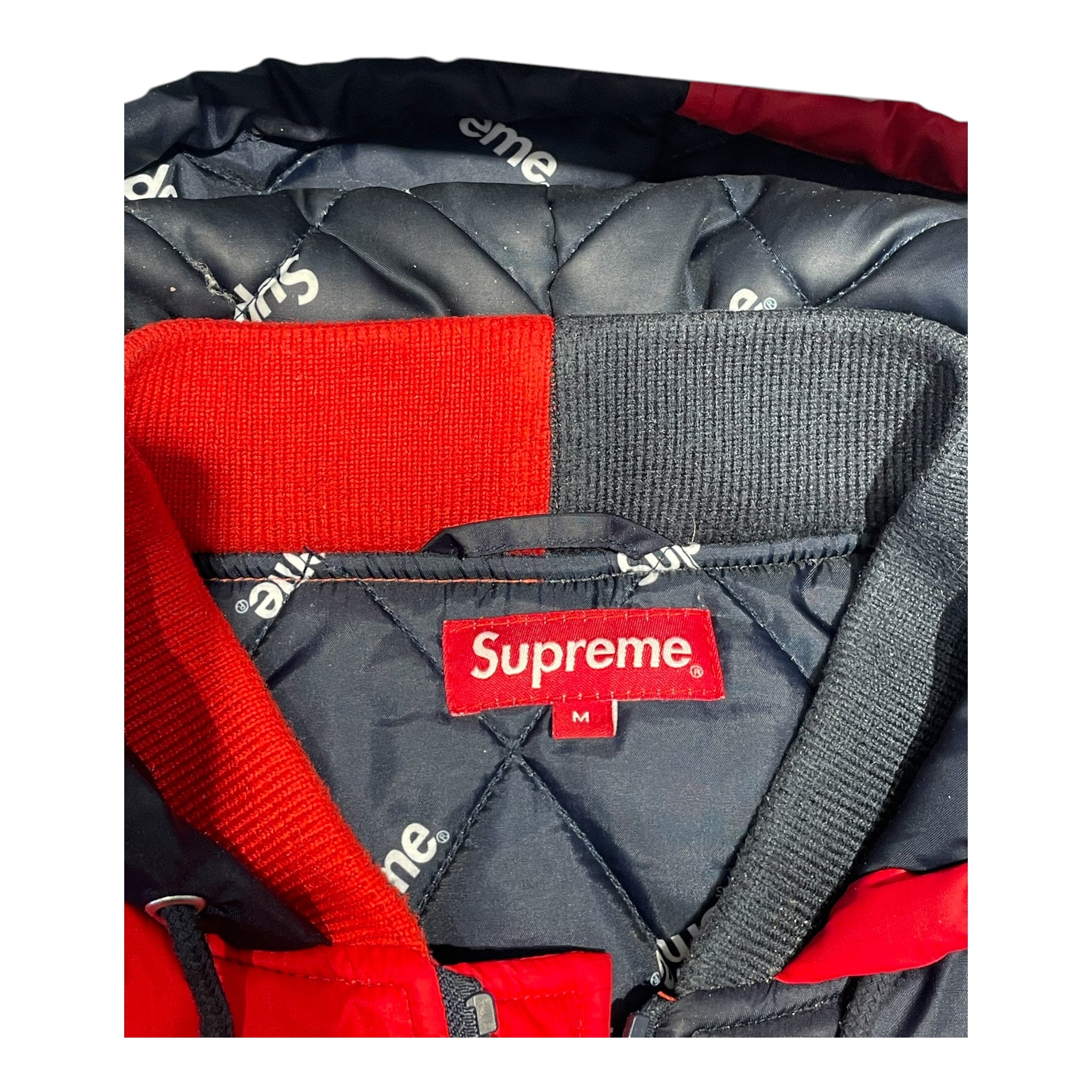Supreme/Puffer Jkt/M/Nylon/NVY/2-Tone Hooded Sideline view 3