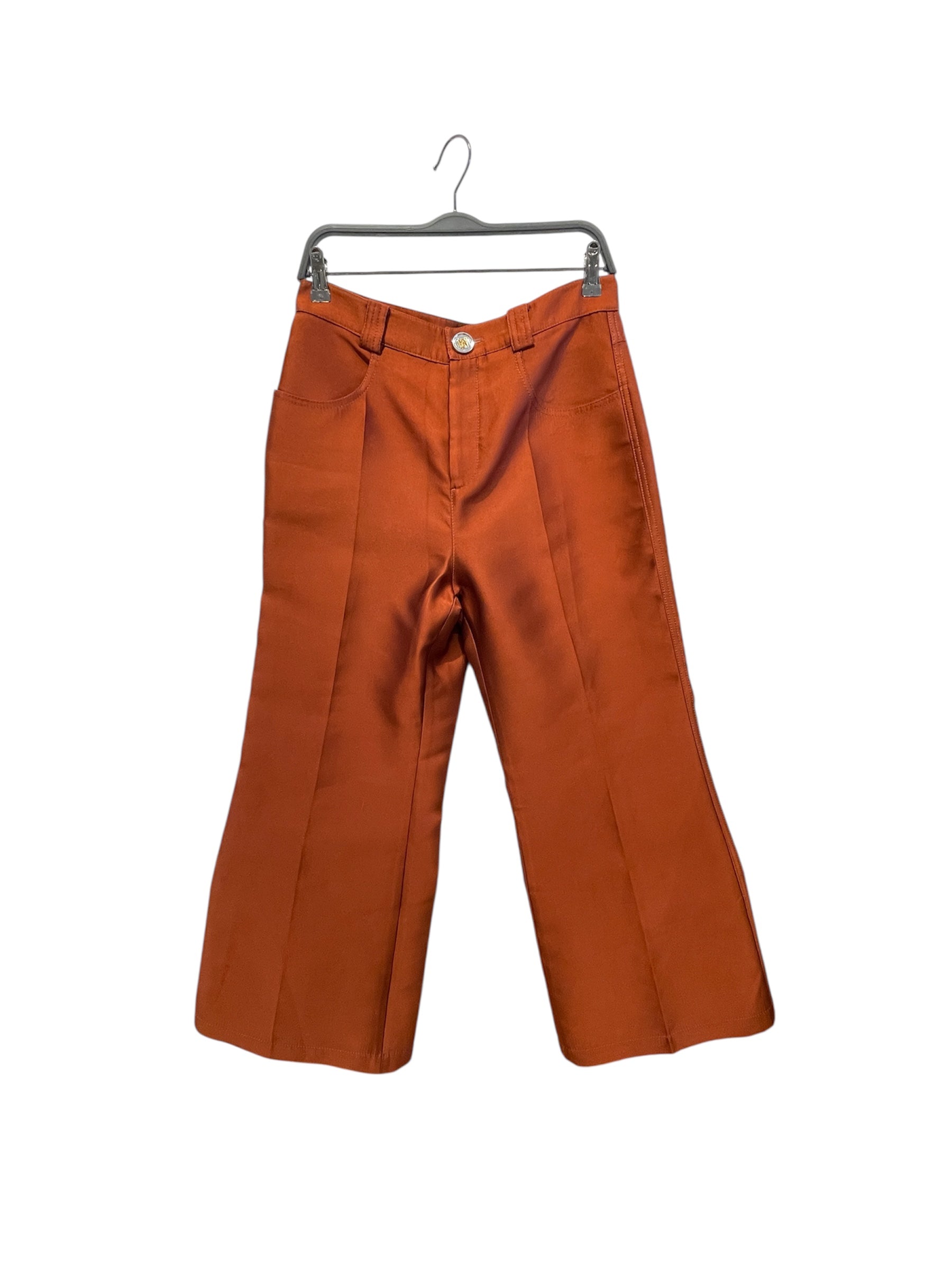 GIAMBATTISTA VALLI/Wide Leg Pants/44/Polyester/ORN/Button Fly/Duchess Satin Flared Trouser view 1