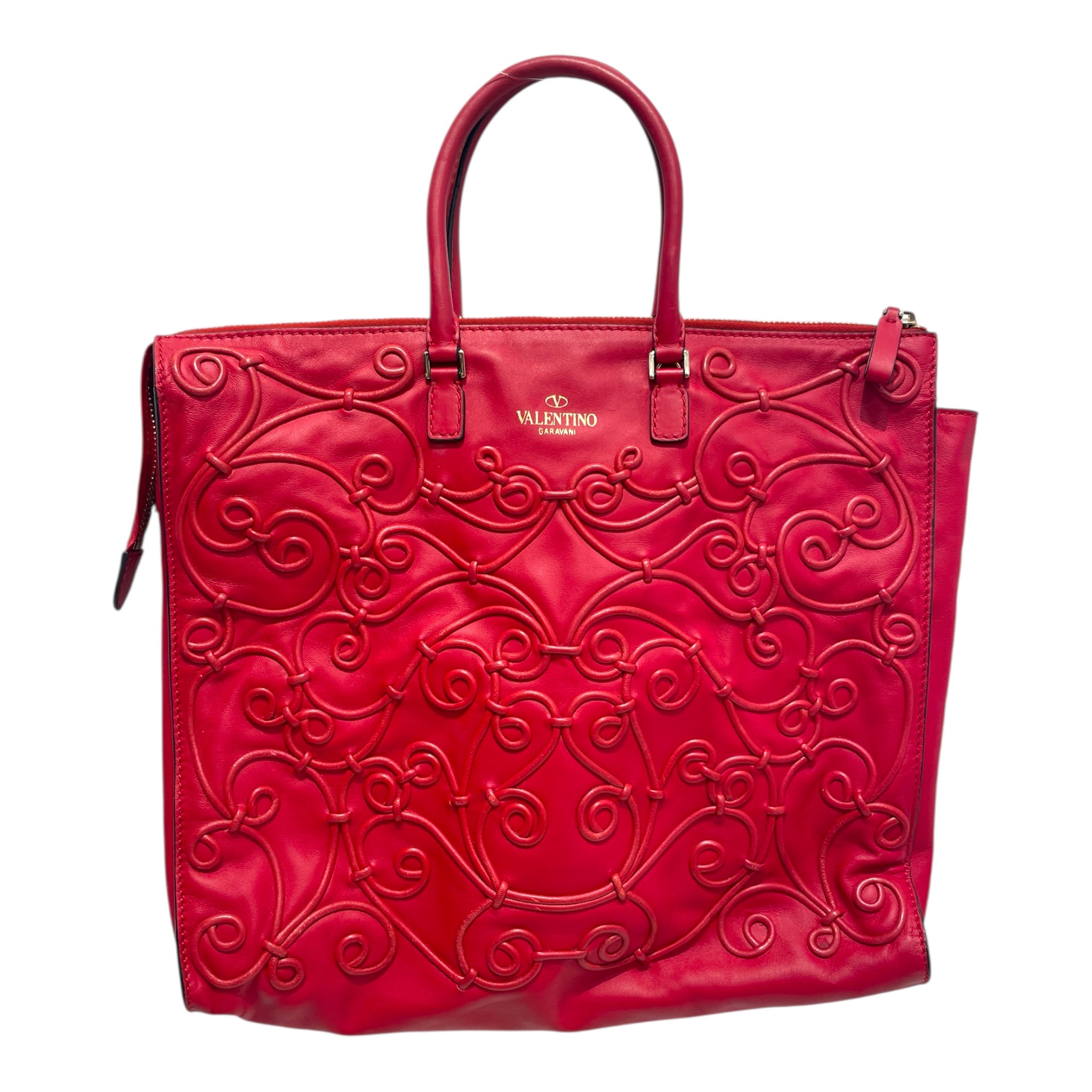 VALENTINO GARAVANI/Tote Bag/OS/Leather/RED/Intrigate Soutache Tote Bag view 1