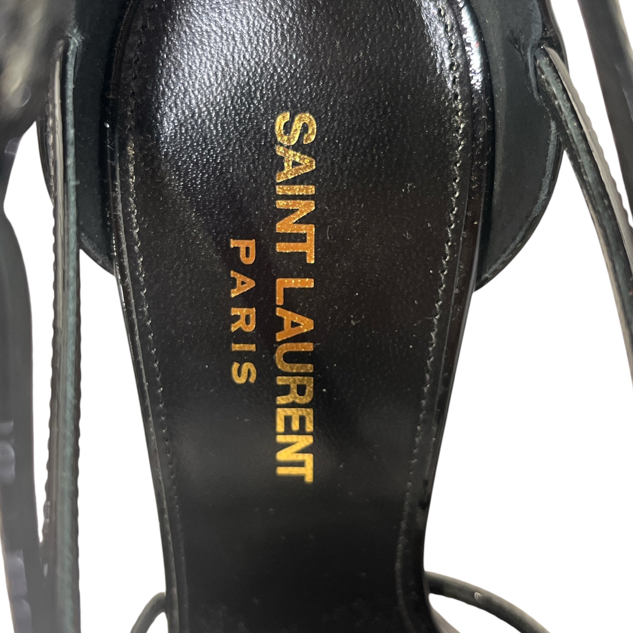 SAINT LAURENT/Heels/EU 38/Leather/BLK/CASSANDRA SANDALA PATENT view 3