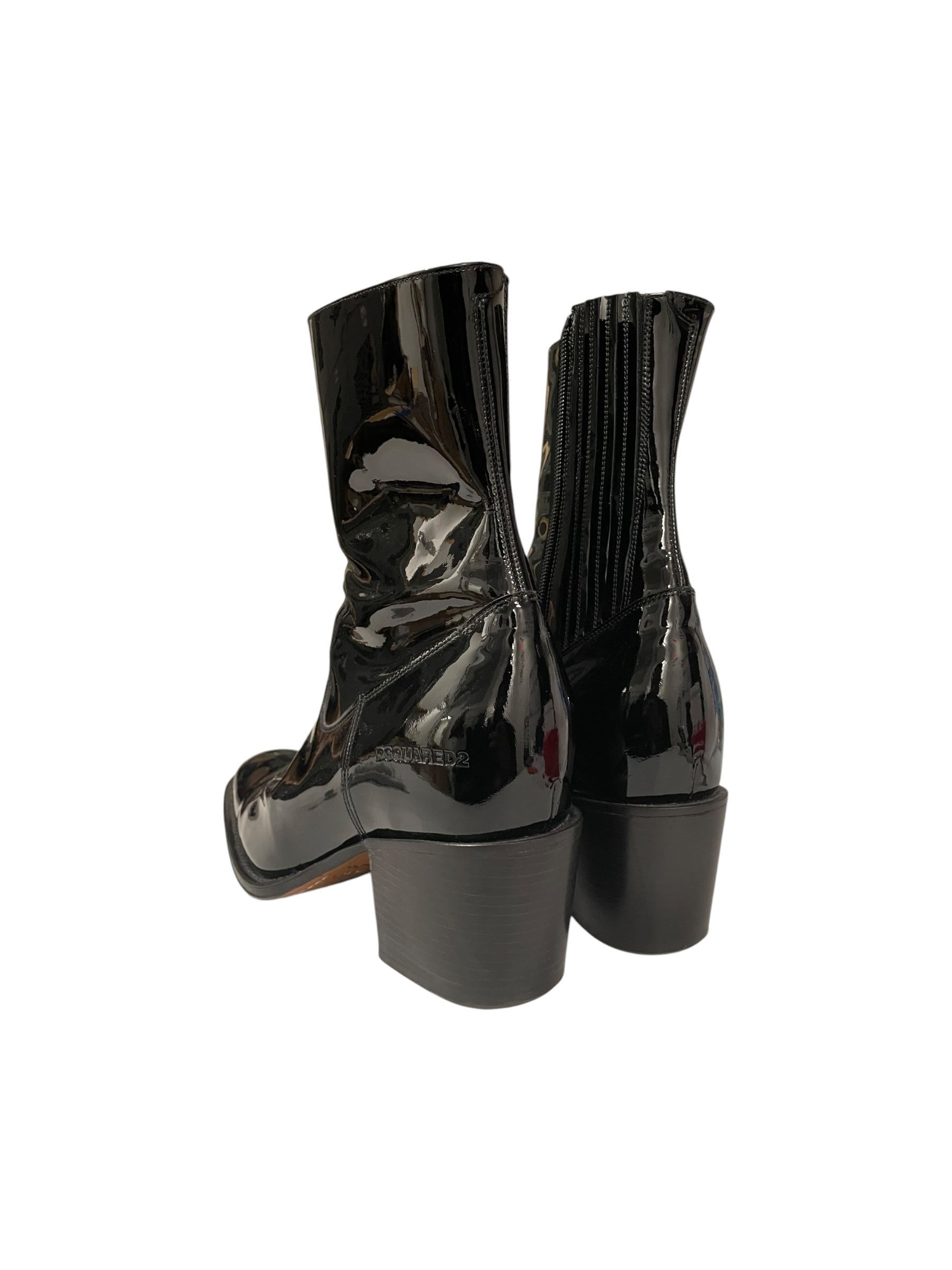 DSQUARED2/Chelsea Boots/EU 40.5/Leather/BLK/Side Zip/PATENT LEATHER view 2