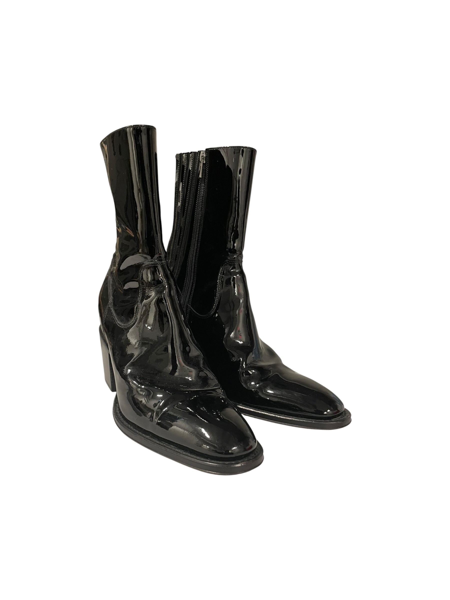 DSQUARED2/Chelsea Boots/EU 40.5/Leather/BLK/Side Zip/PATENT LEATHER view 1