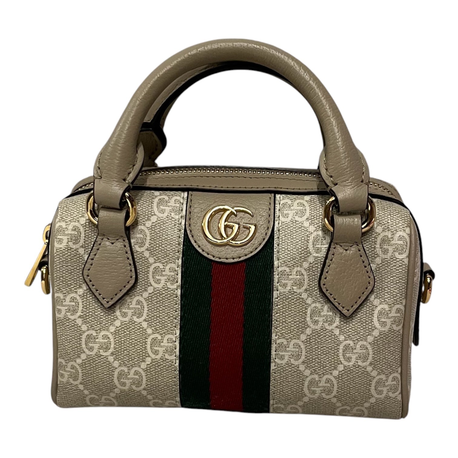 GUCCI/Hand Bag/Monogram/Leather/CRM/mini ophidia view 1