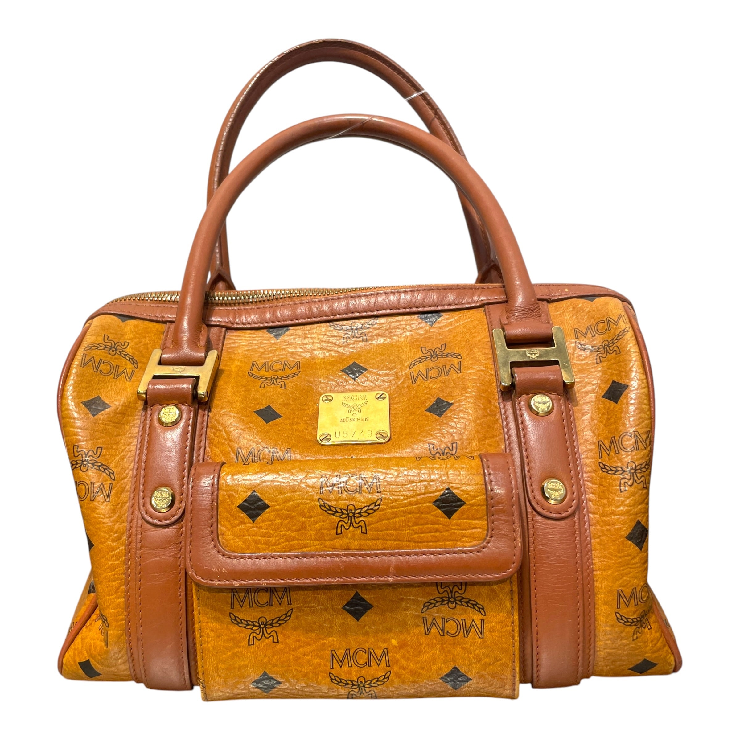 MCM/Hand Bag/Monogram/Leather/CML/Cognac Boston Bag view 1