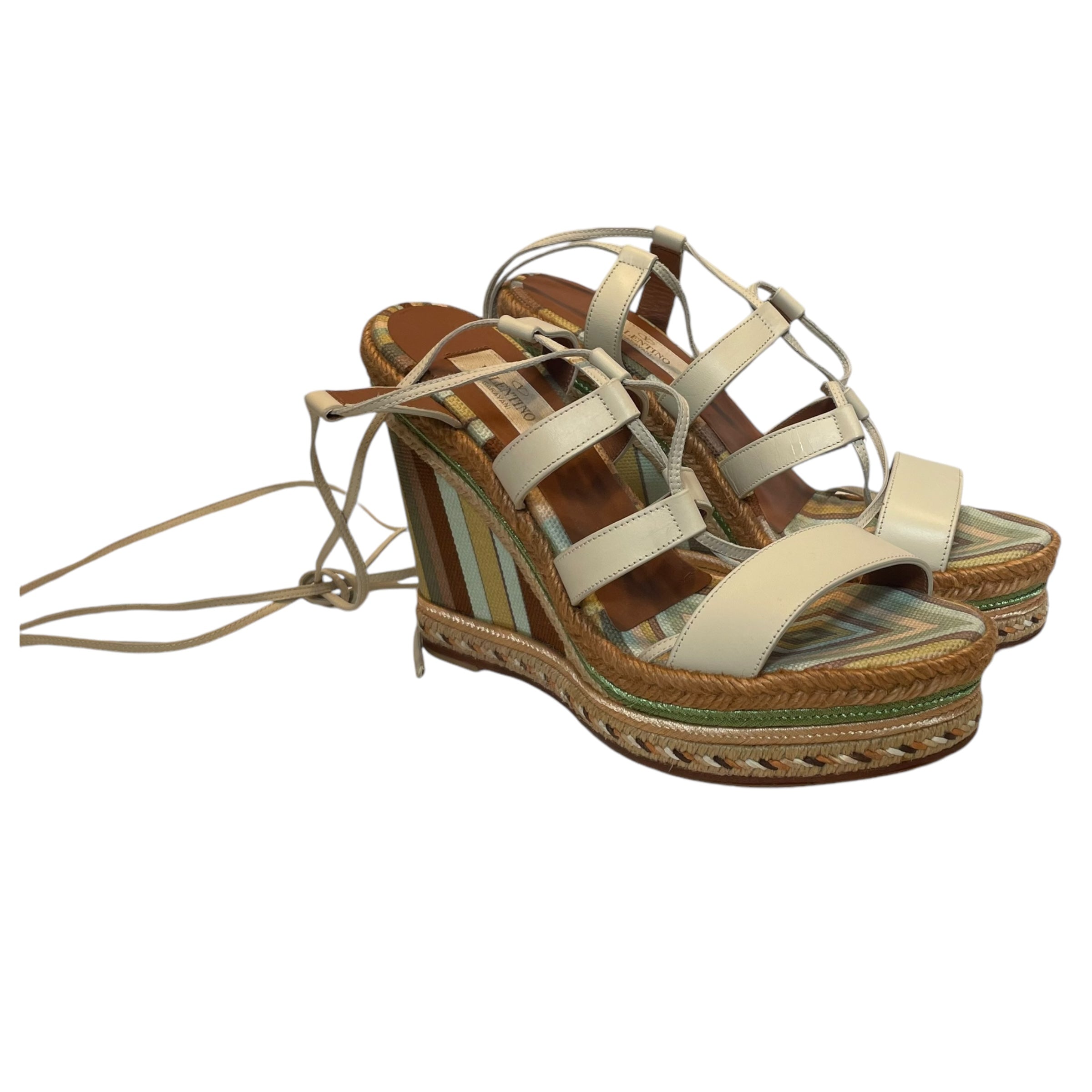 VALENTINO/Heels/Stripe/MLT/GREEN YELLOW BLUE BROWN WEDGE view 1