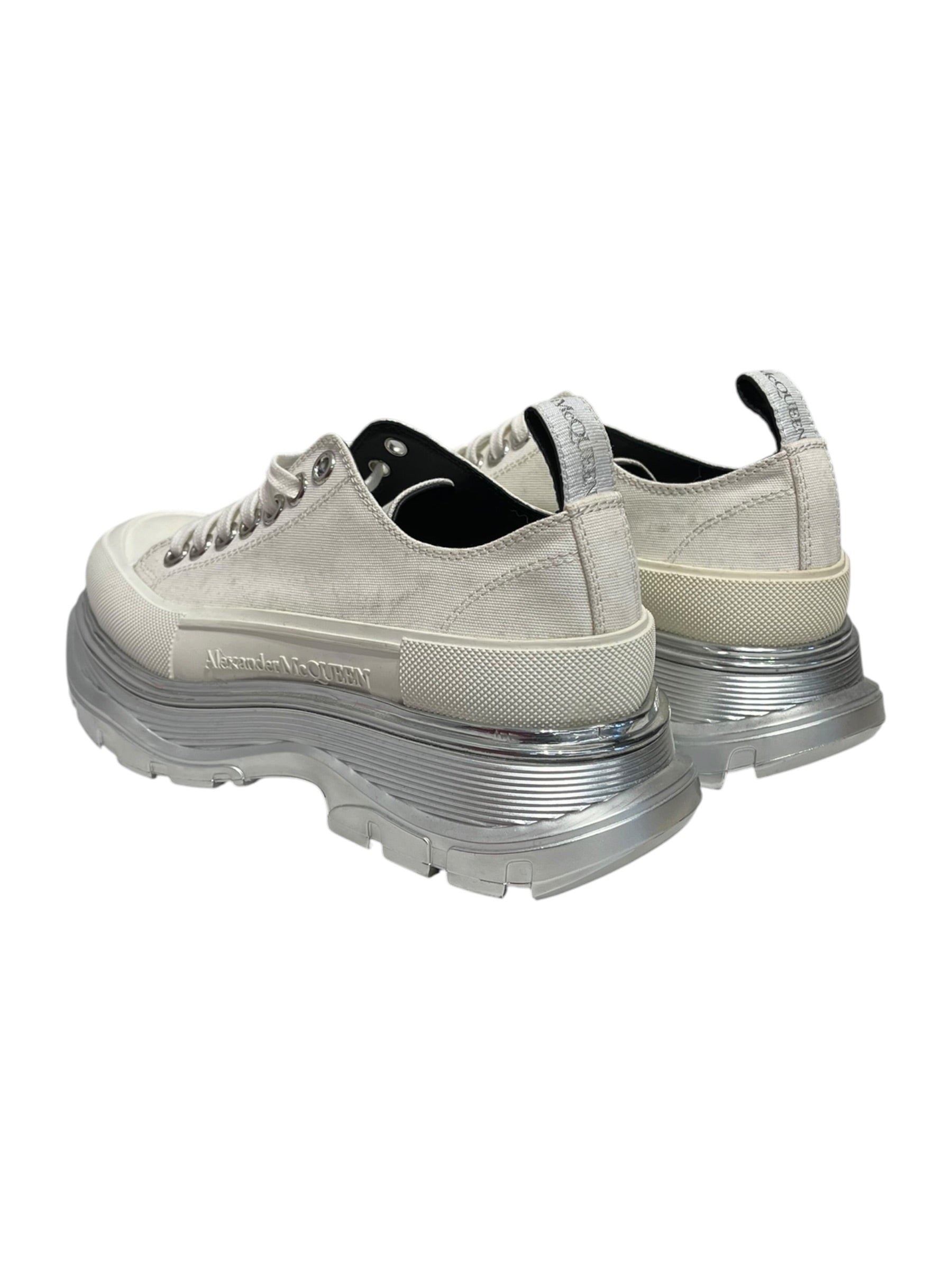 Alexander McQueen/Low-Sneakers/EU 37.5/Cotton/WHT/633903 - Silver Sole view 2