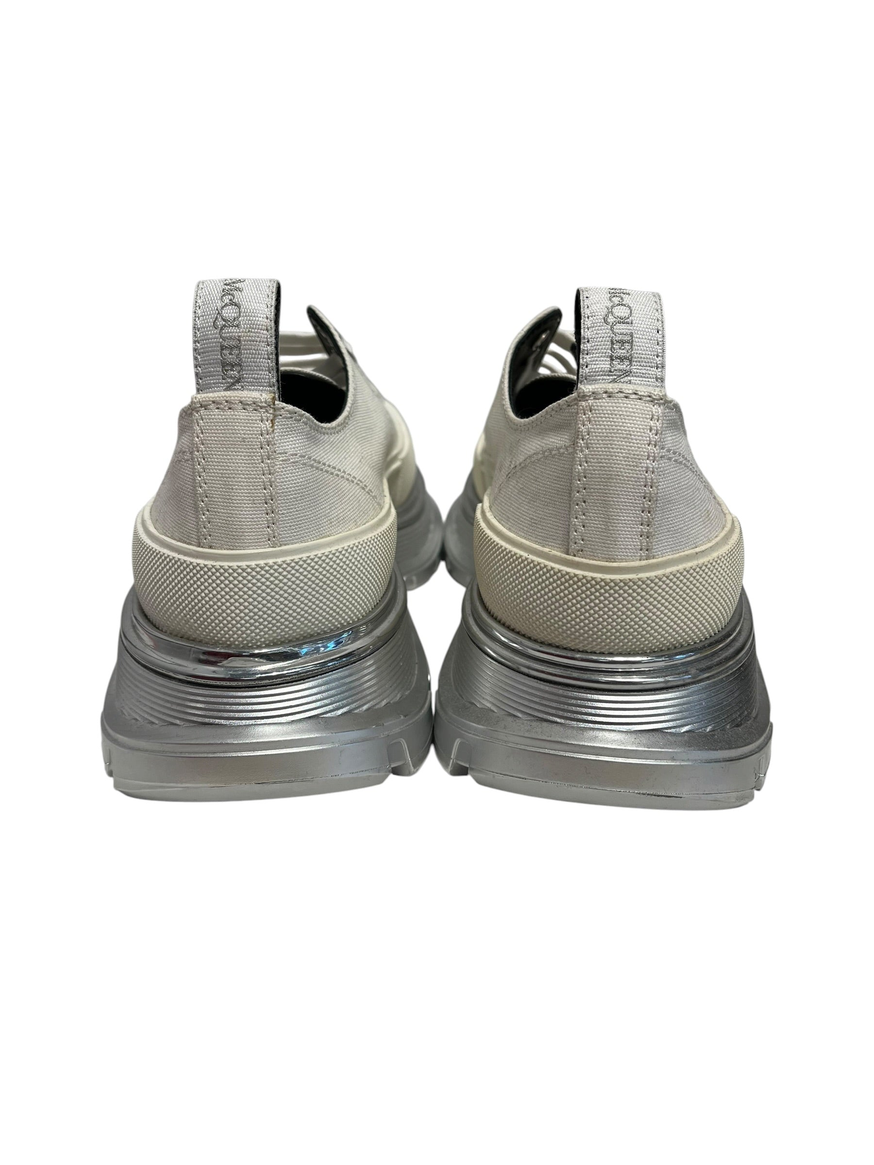 Alexander McQueen/Low-Sneakers/EU 37.5/Cotton/WHT/633903 - Silver Sole view 3