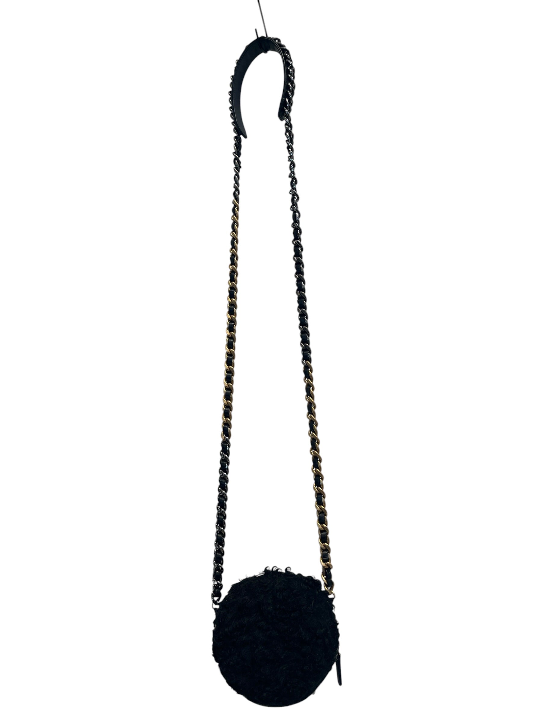 CHANEL/Cross Body Bag/Wool/BLK/goatskin 19 round twotonechain view 3