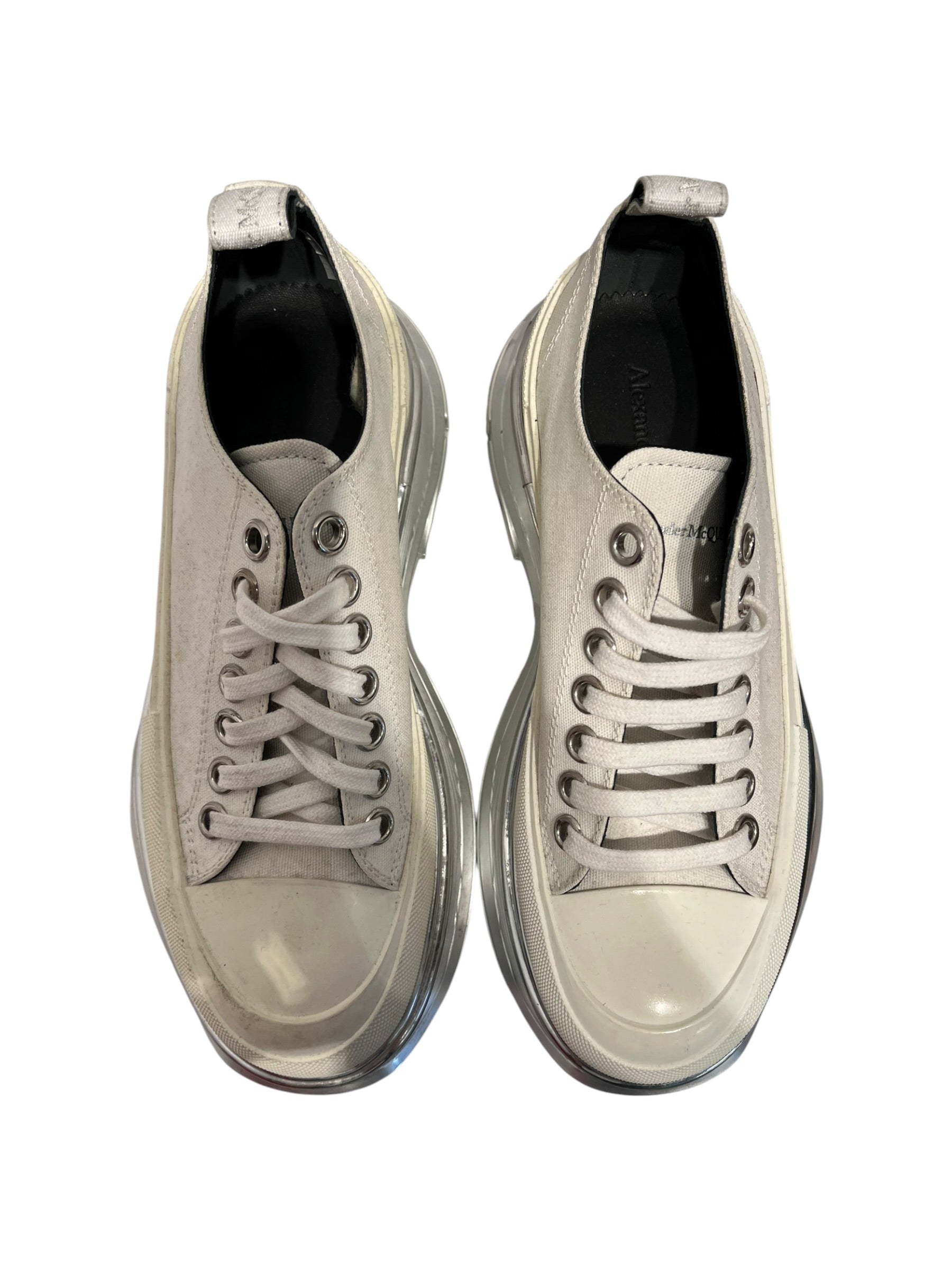 Alexander McQueen/Low-Sneakers/EU 37.5/Cotton/WHT/633903 - Silver Sole view 4
