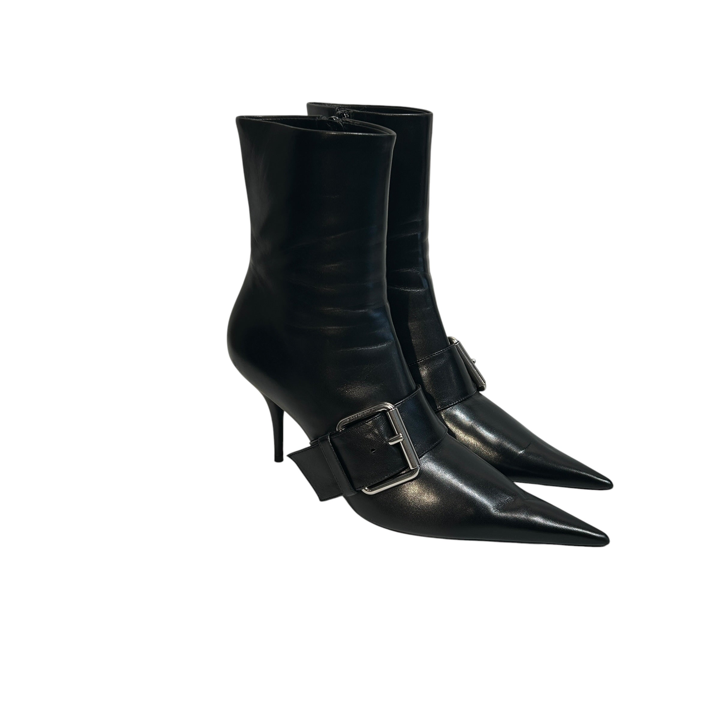 BALENCIAGA/Ankle Boots/EU 38.5/Leather/BLK/KNIFE BELT BOOTIES view 1
