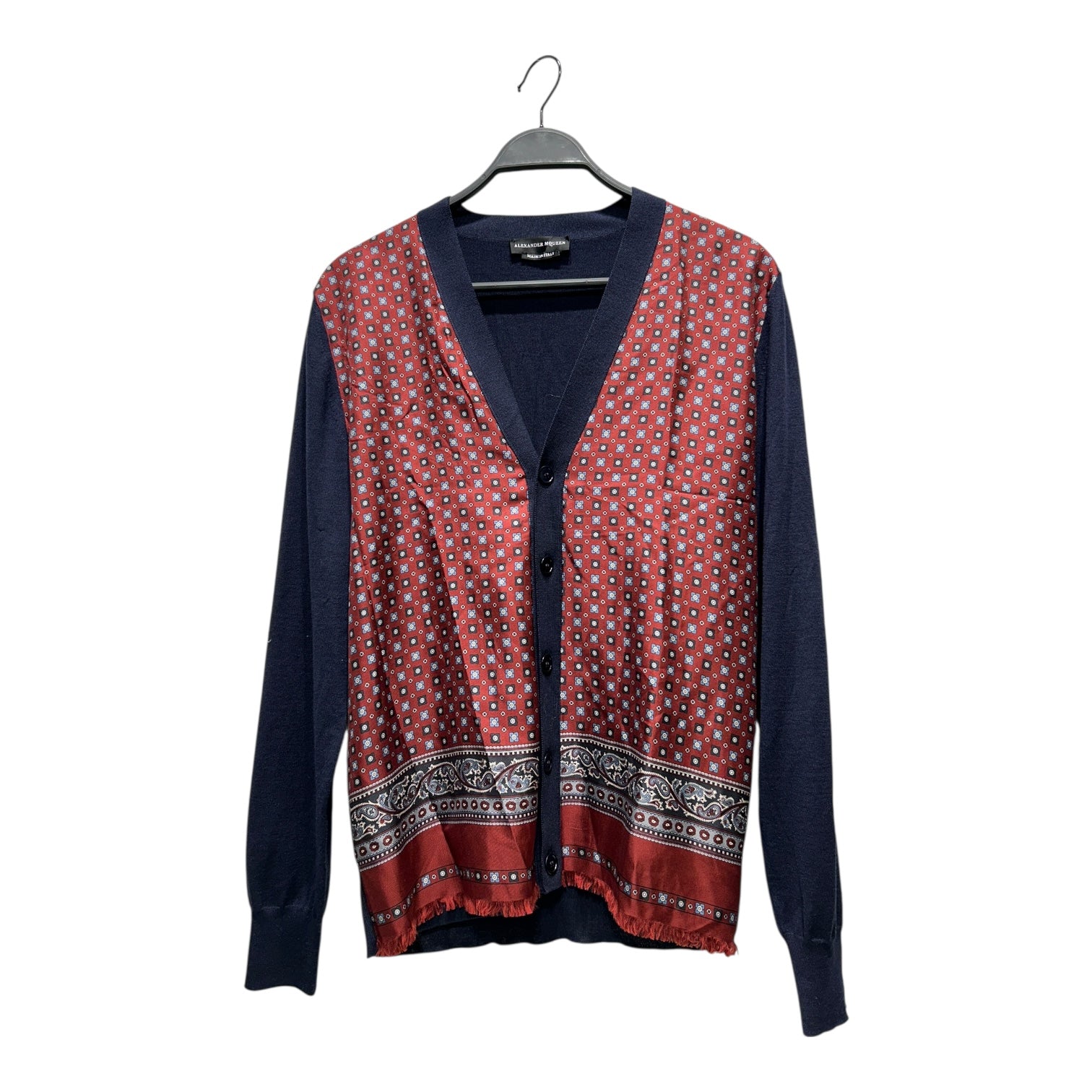 Alexander McQueen/Cardigan/S/Floral Pattern/Silk/NVY/FLOWER PATTERN CARDIGAN view 1