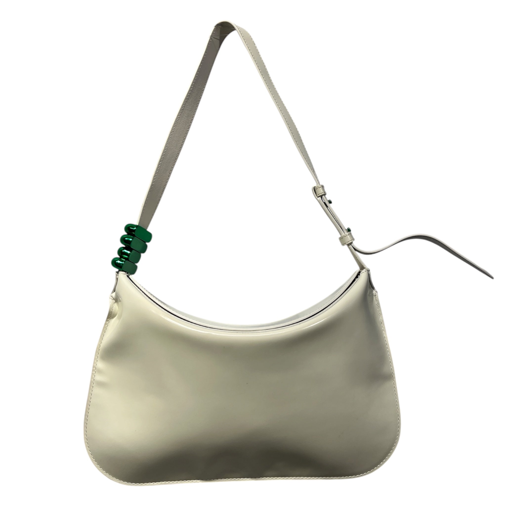 BOTTEGA VENETA/Hand Bag/Leather/CRM/CRADLE FOLDOVER GREEN DETAIL view 1