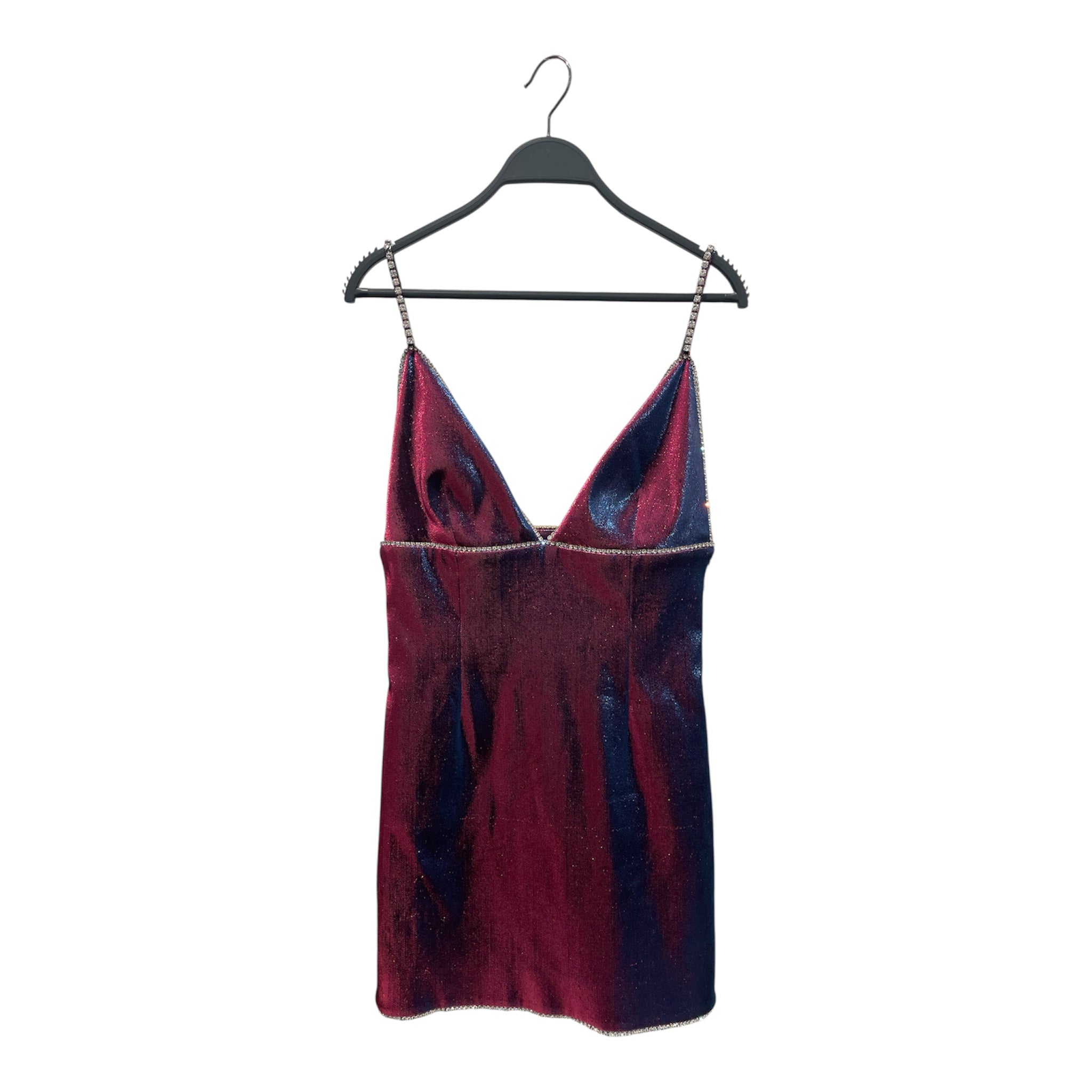 AREA/SL Dress/M/Polyester/MLT/Mini Length/LUREX STUDDED TRIM DRESS V NEC view 1