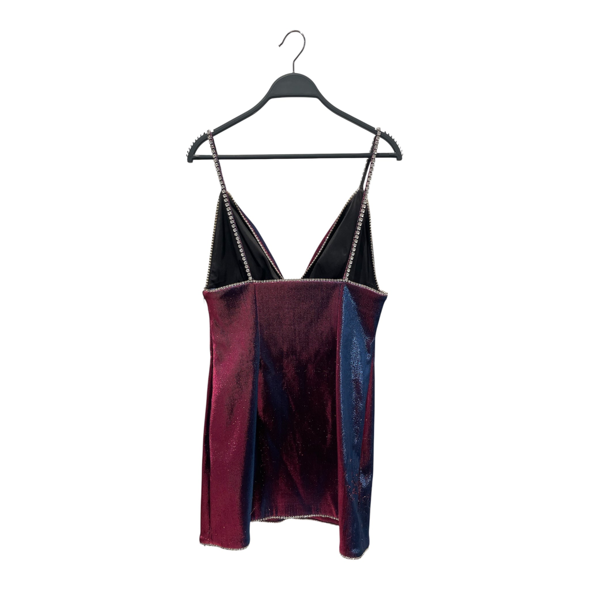 AREA/SL Dress/M/Polyester/MLT/Mini Length/LUREX STUDDED TRIM DRESS V NEC view 2