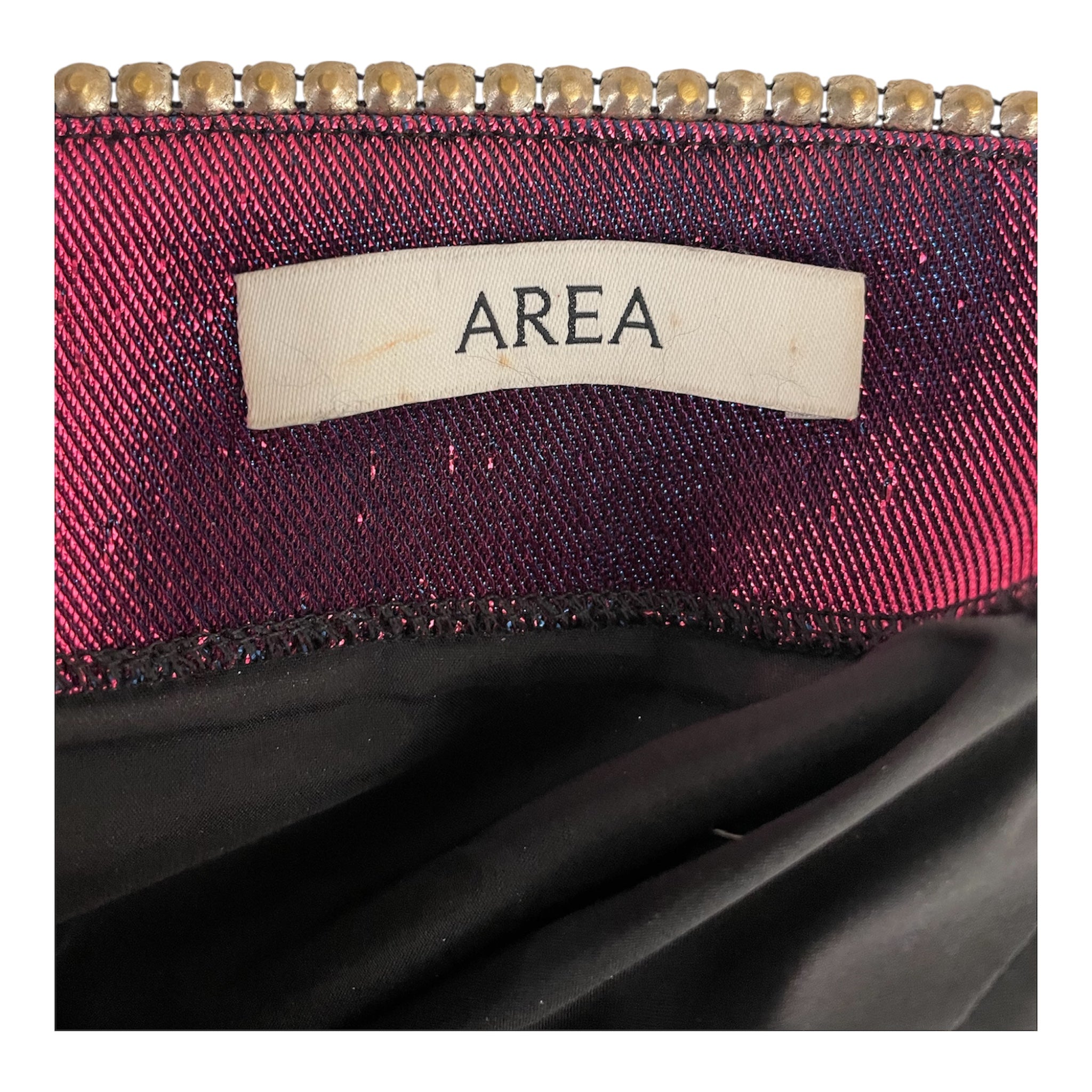 AREA/SL Dress/M/Polyester/MLT/Mini Length/LUREX STUDDED TRIM DRESS V NEC view 3