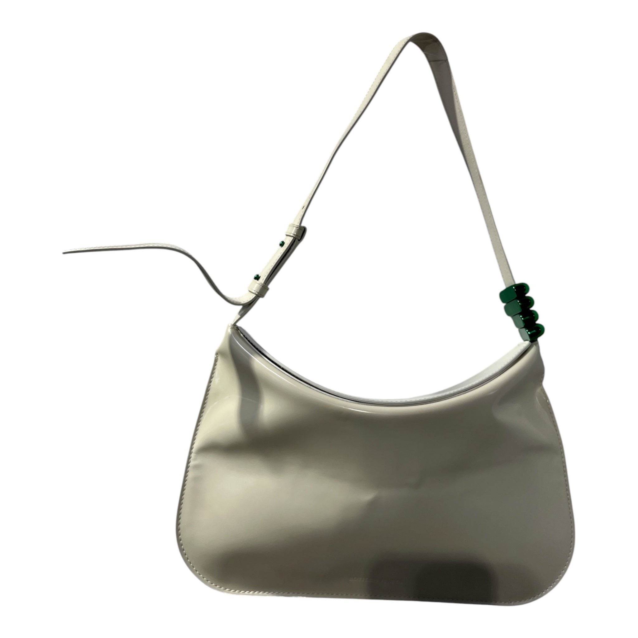 BOTTEGA VENETA/Hand Bag/Leather/CRM/CRADLE FOLDOVER GREEN DETAIL view 2