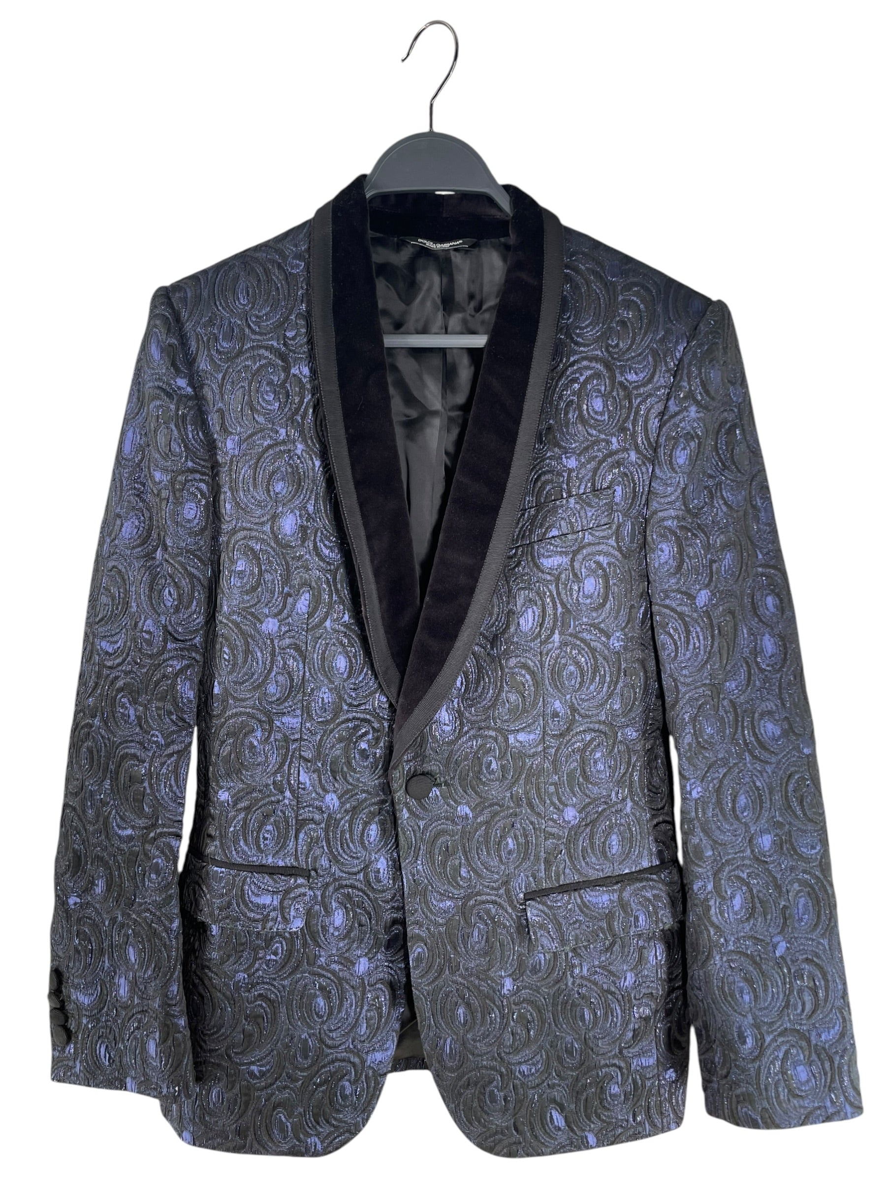 DOLCE&GABBANA/Tailored Jkt/44/Cotton/NVY/Floral Pattern/METALLIC BLUE FLORAL BLAZER view 1