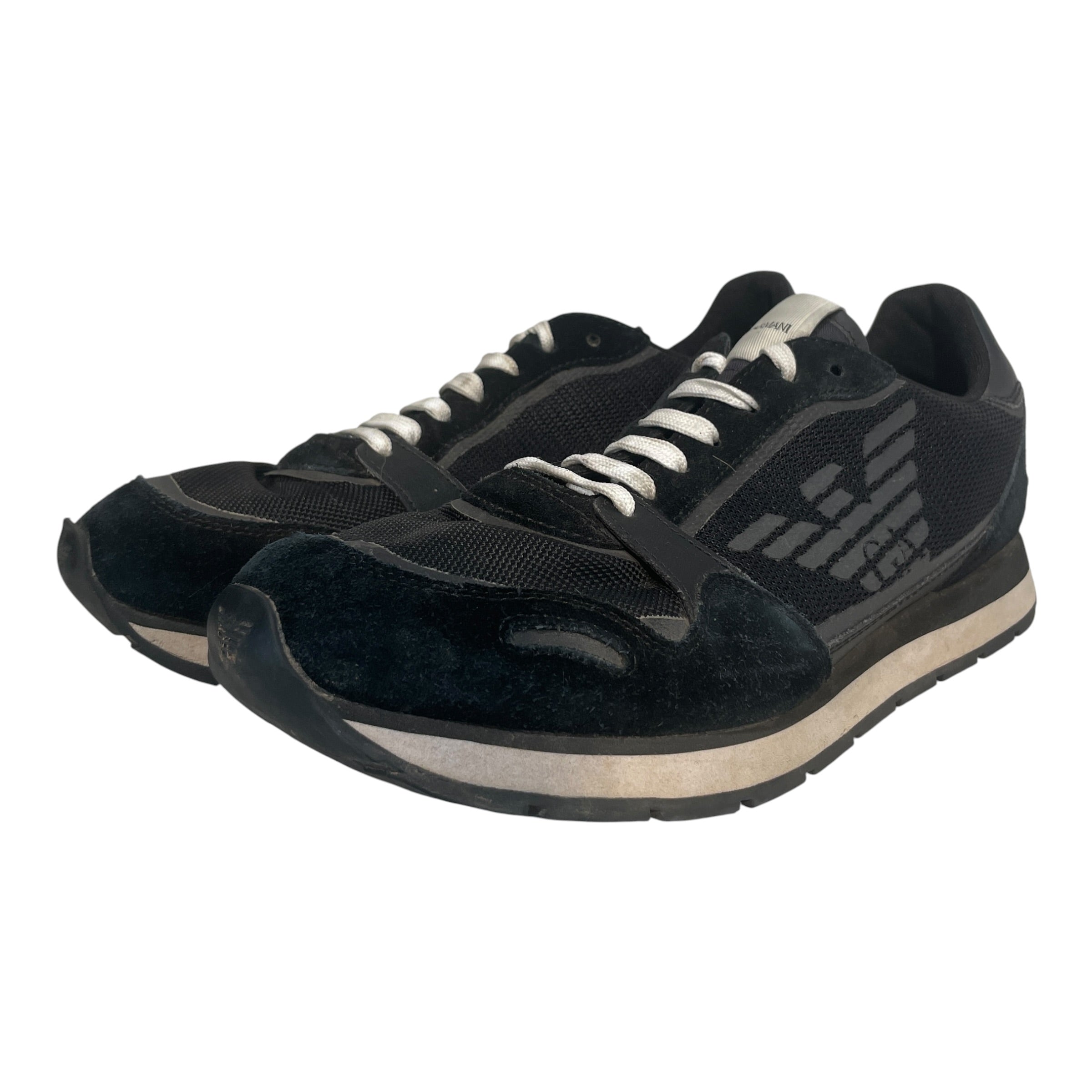 EMPORIO ARMANI/Low-Sneakers/US 9/Cotton/BLK/Runners view 4