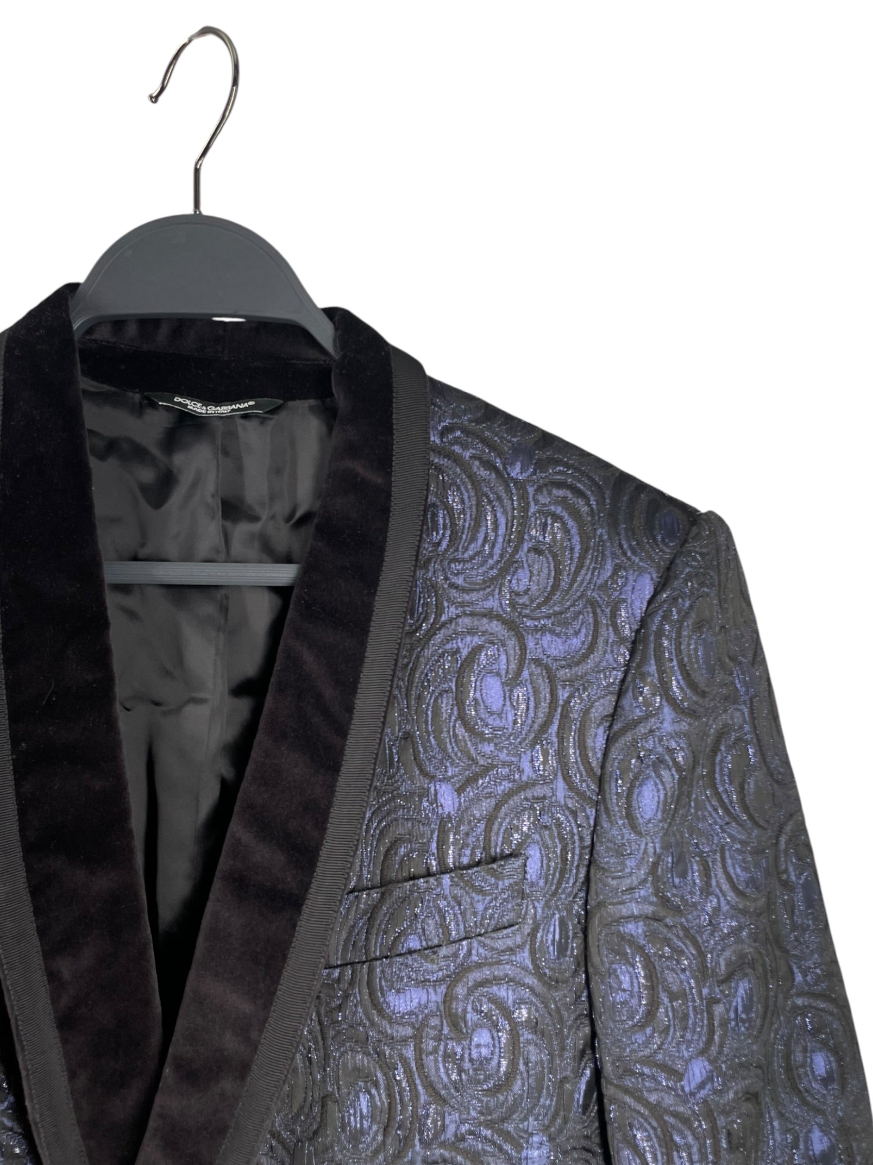 DOLCE&GABBANA/Tailored Jkt/44/Cotton/NVY/Floral Pattern/METALLIC BLUE FLORAL BLAZER view 3