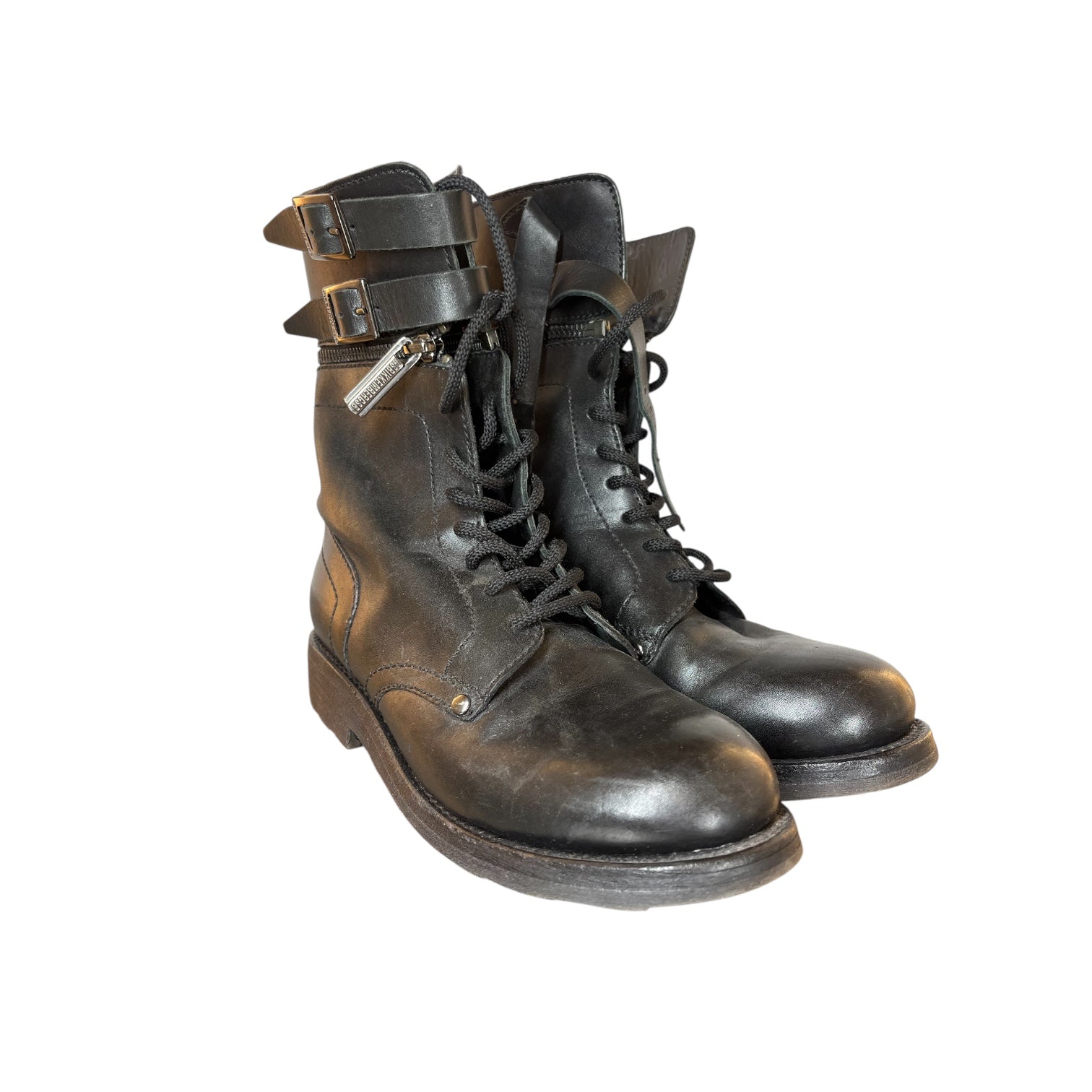 DIRK BIKKEMBERGS/Shoes/US 6/Leather/BLK/dual belt view 1