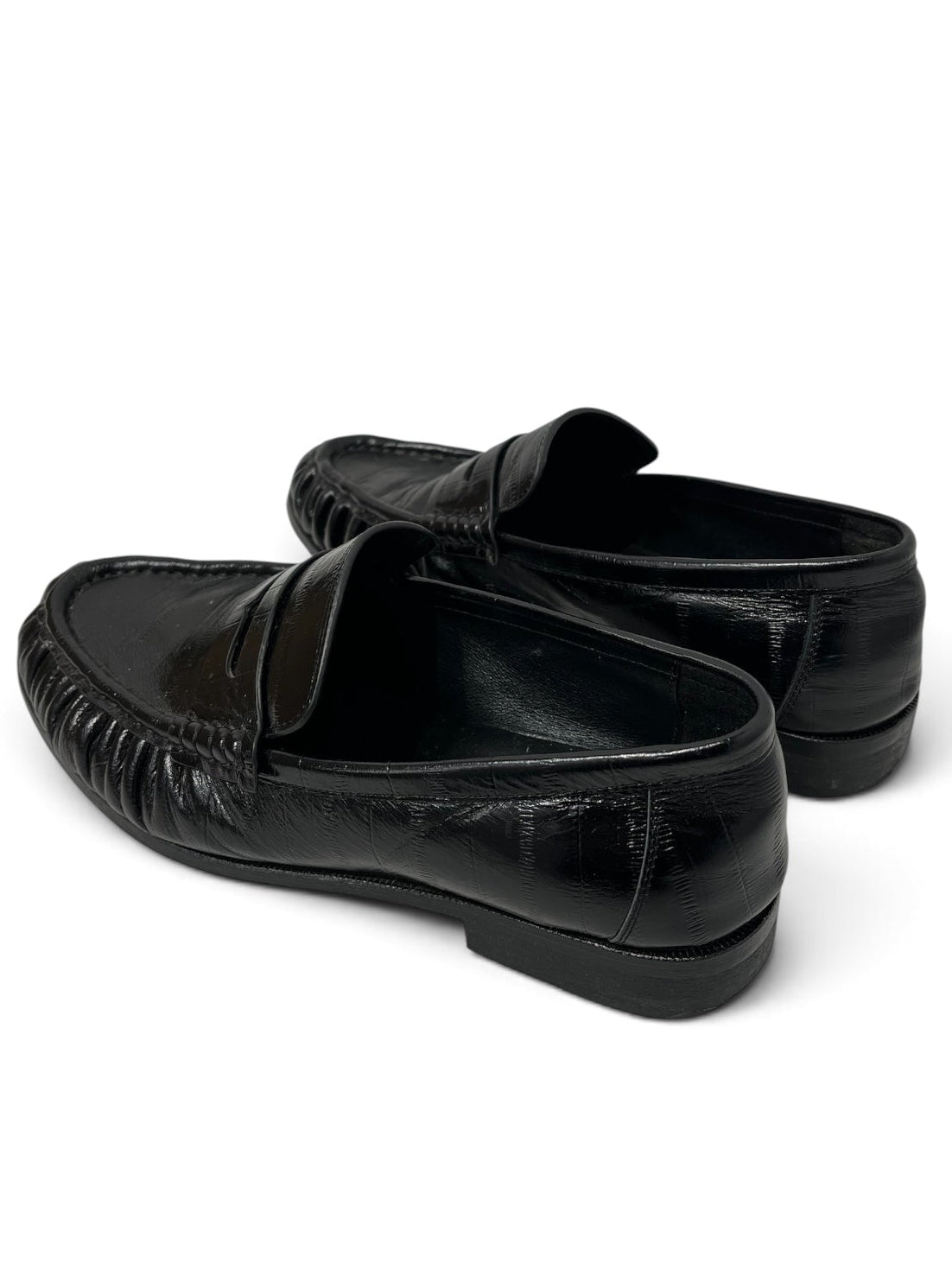 SAINT LAURENT/Loafers/EU 43/Leather/BLK/FOLDED LEATHER GOLD YSL view 2
