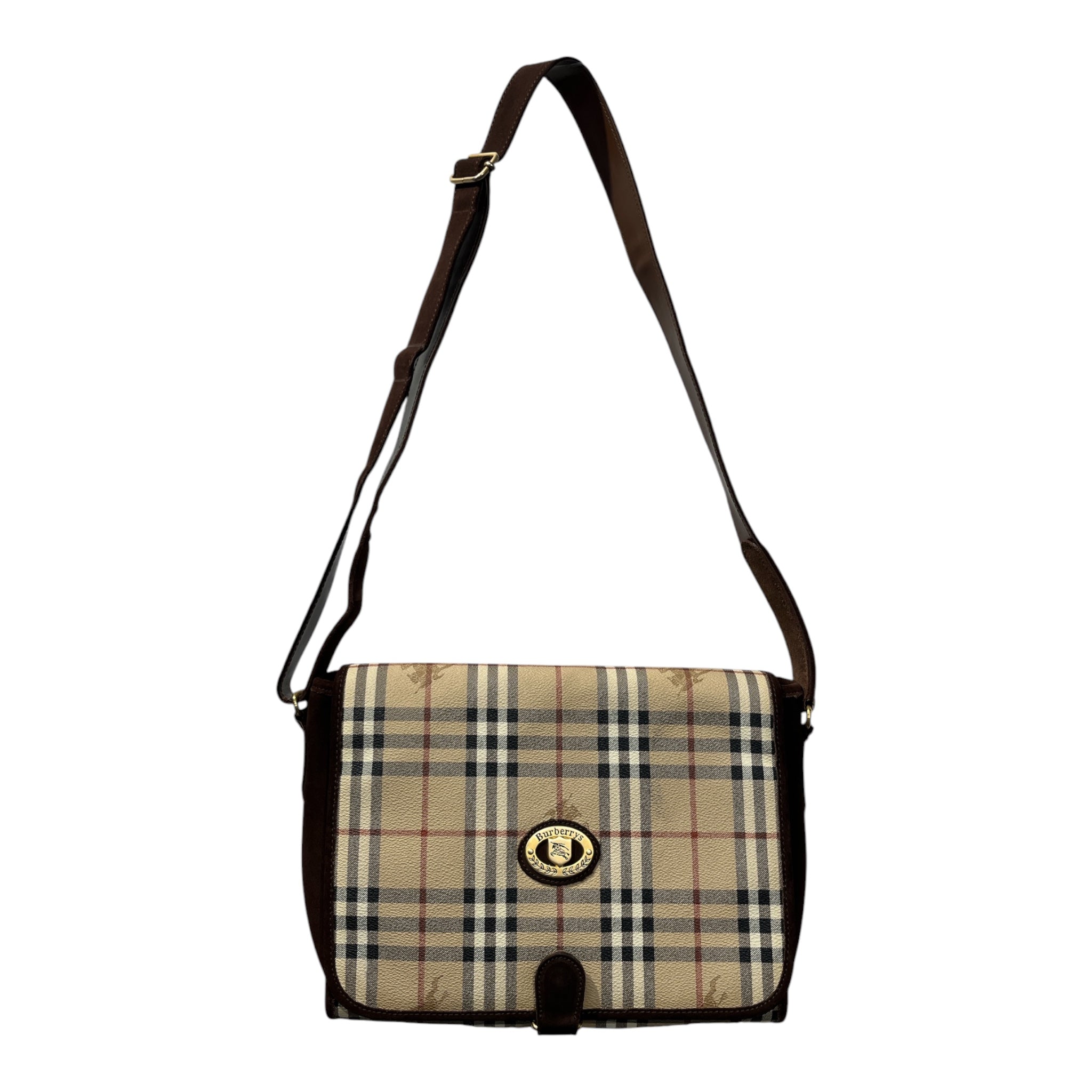 BURBERRYS/Cross Body Bag/Plaid/Leather/CRM/GOLDBURBERRYSHORSE-BRWSUEDE view 1