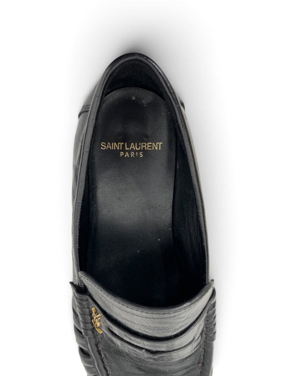 SAINT LAURENT/Loafers/EU 43/Leather/BLK/FOLDED LEATHER GOLD YSL view 4